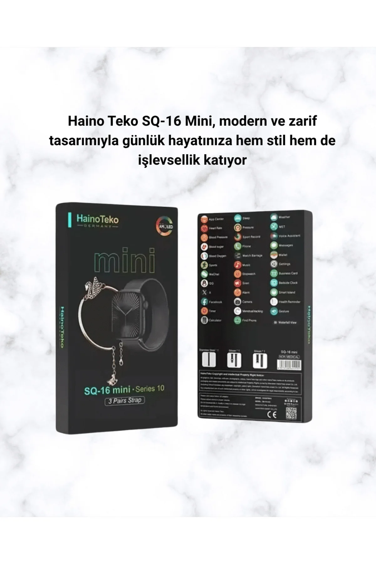 SQ-16 Mini Series 10 Akıllı Saat | Şık ve Hafif Tasarım, 3 Kordon Seçeneği - Görsel 5