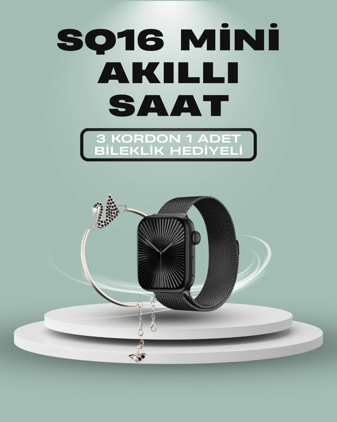 SQ-16 Mini Series 10 Akıllı Saat – 3 Kordon + Hediye Bileklik SQ-16 Mini Series 10 Akıllı Saat – 3 Kordon + Hediye Bileklik