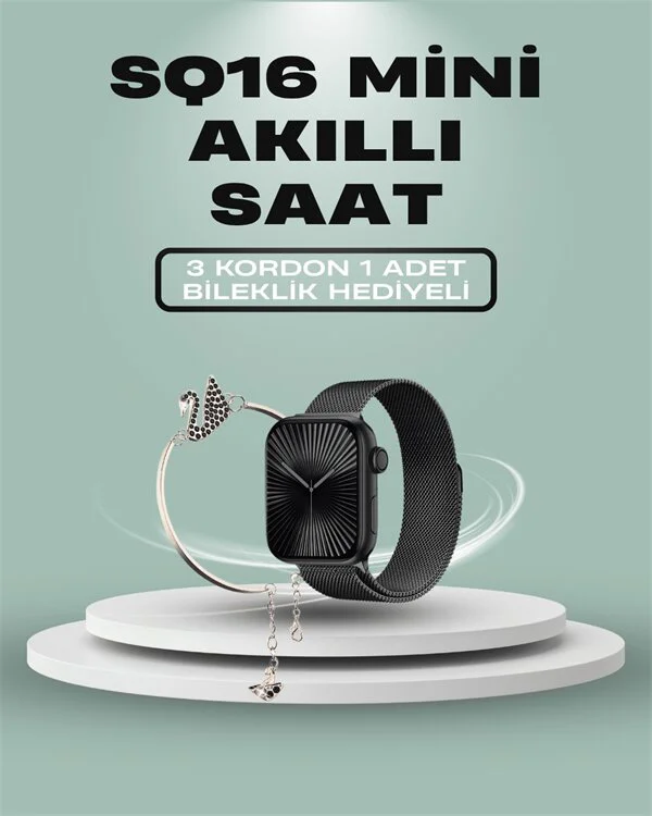 SQ-16 Mini Series 10 Akıllı Saat – 3 Kordon + Hediye Bileklik Paketi