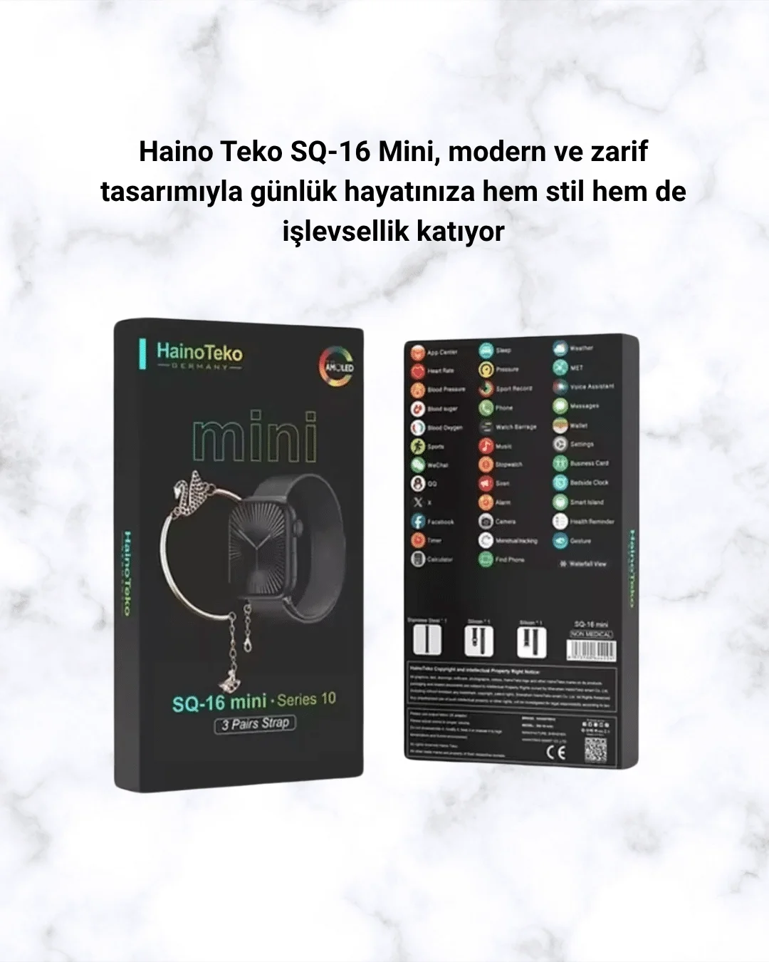 SQ-16 Mini Series 10 Akıllı Saat – 3 Kordon + Hediye Bileklik