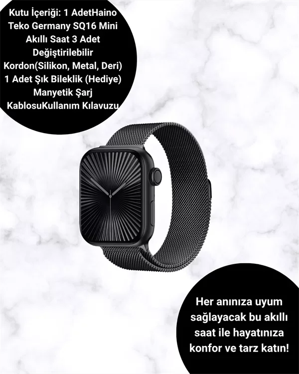 SQ-16 Mini Series 10 Akıllı Saat – 3 Kordon + Hediye Bileklik - Lisinya