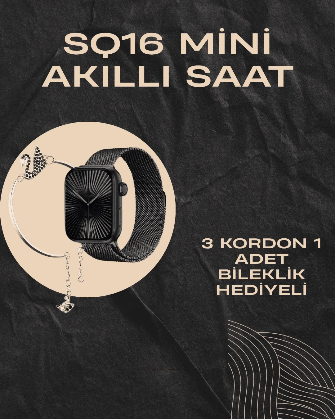 SQ-16 Mini Series 10 Akıllı Saat | Şık ve Hafif Tasarım, 3 Kordon
