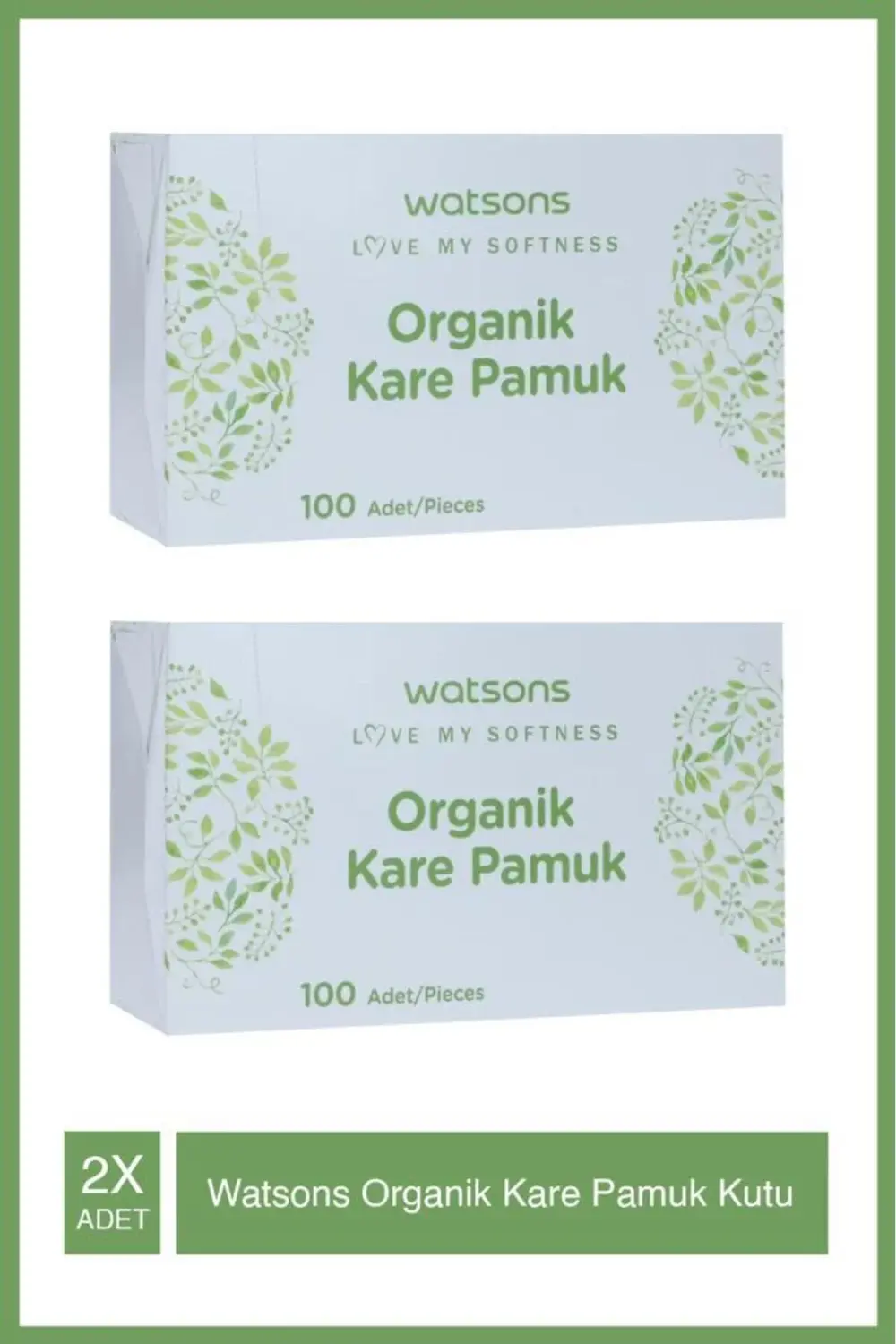 Square Pads In A Box 100S Organik Kare Pamuk Kutu 100 Adet X2 Ade