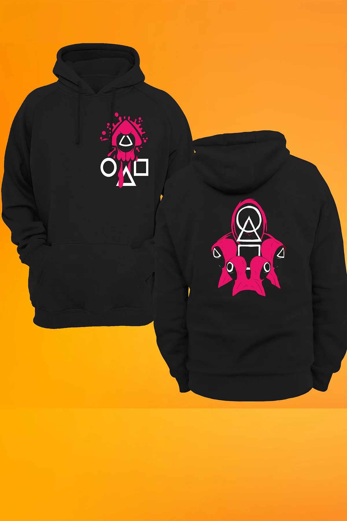 Squıd Gamebaskılı Fermuarsız Kapüşonlu Sweatshirt