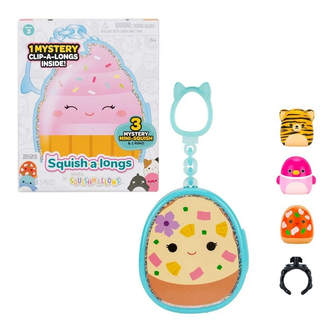 Squish-a-longs 3 Figür + Yüzük Çantalı Sürpriz Paket Seri 3