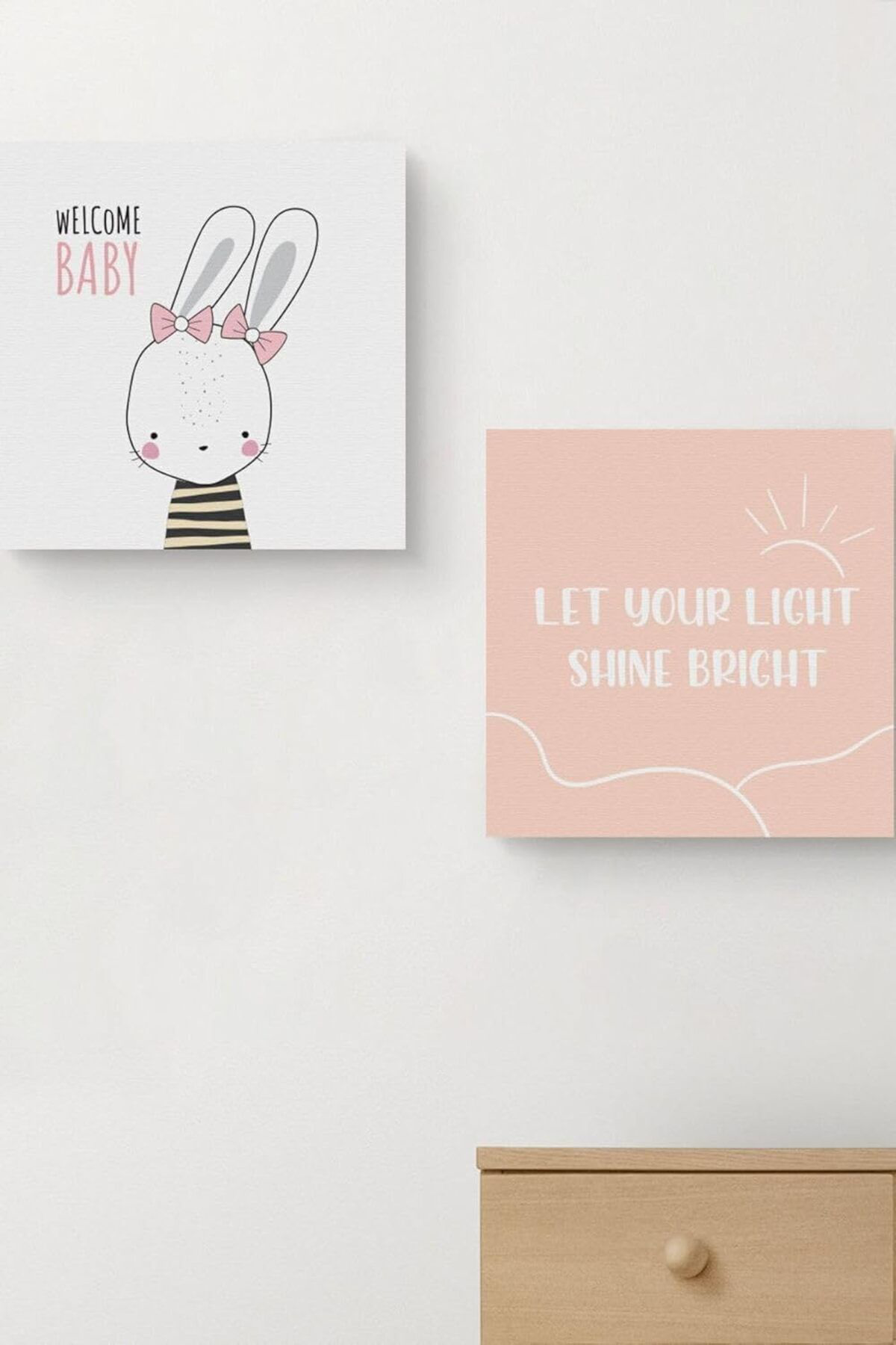 Yusuftex Srht Bebek Odasına Özel Minimal Tavşan Tasarımlı Kanvas 25 X 25 C