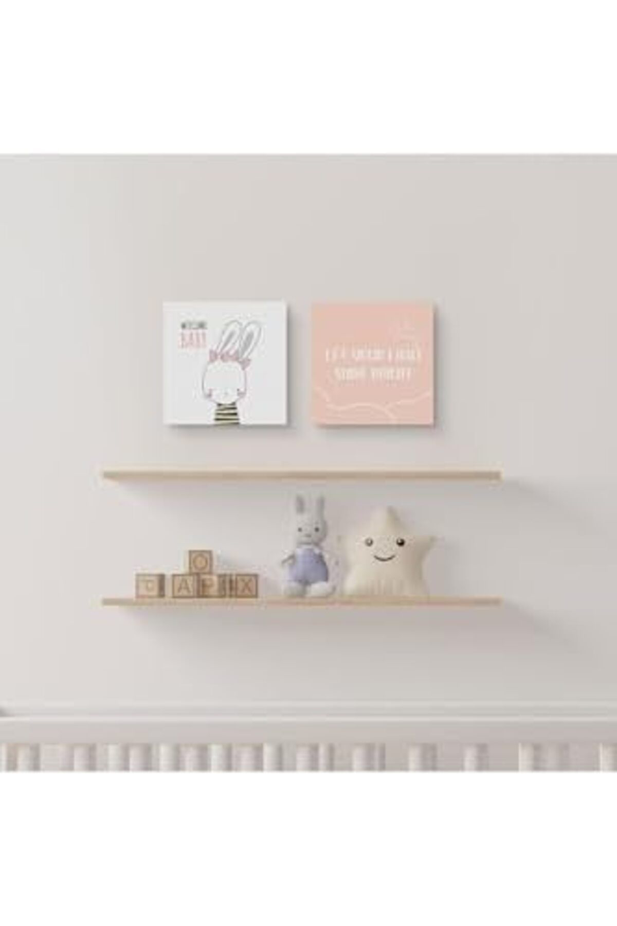 Yusuftex Srht Bebek Odasına Özel Minimal Tavşan Tasarımlı Kanvas 25 X 25 C