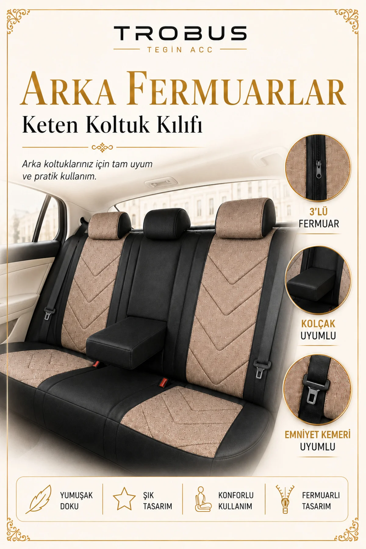 Ssangyong Action 2008 ve Sonrası Uyumlu LeoSport Serisi Bej Siyah Ortopedik Keten Koltuk Kılıfı Fiyatı, Yorumları ve Özellikleri