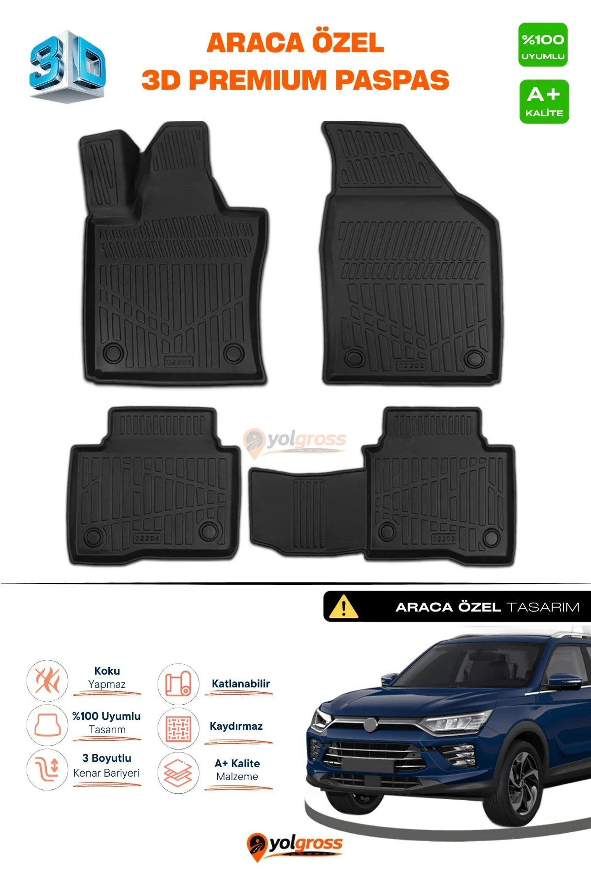 Ssangyong Korando 3D Pro Havuzlu Paspas 2019 Üzeri A+ Kalite