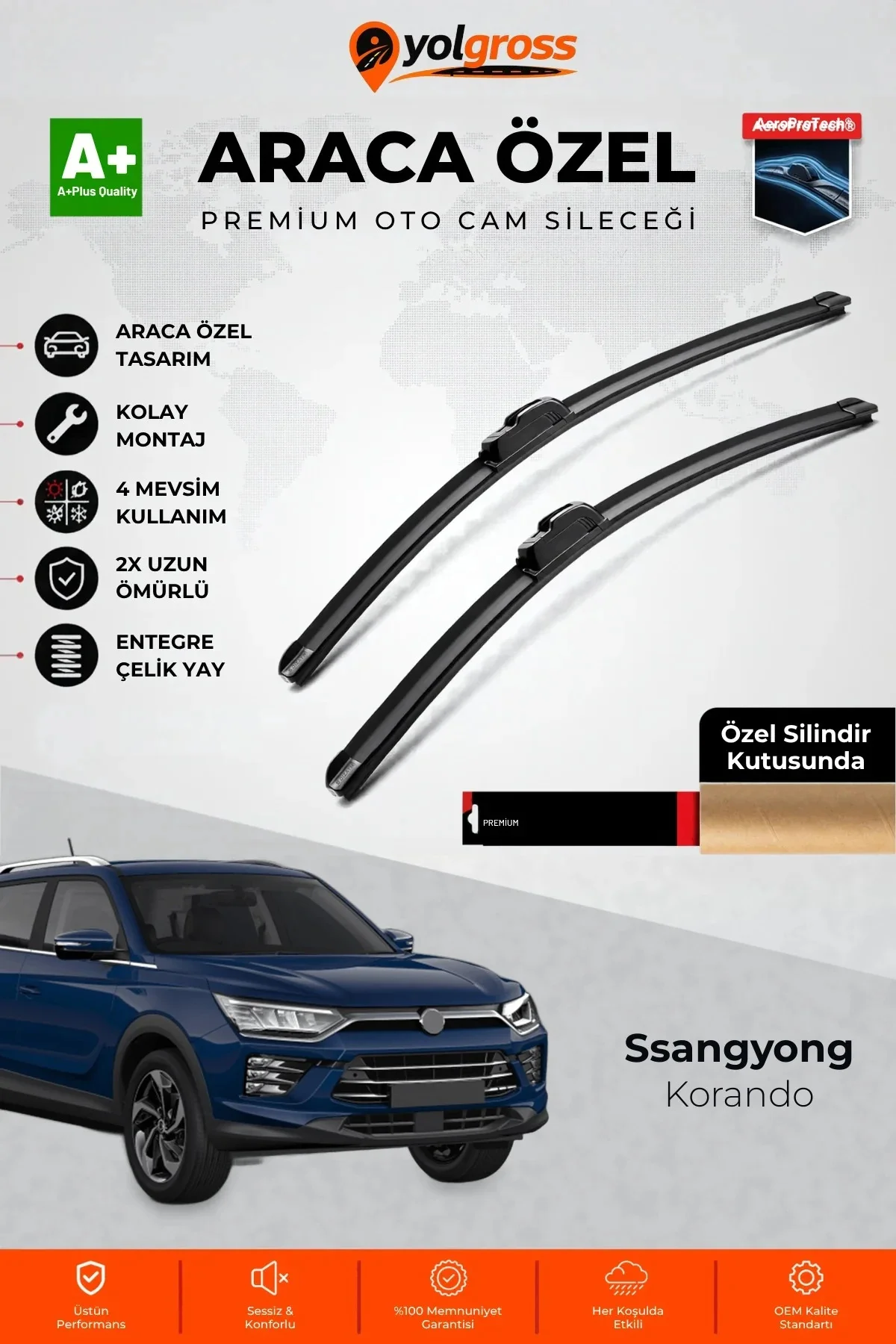 Ssangyong Korando Ön Cam Silecek Seti 2019 Üzeri Premium Araca Özel 60-45 Cm A+ Kalite