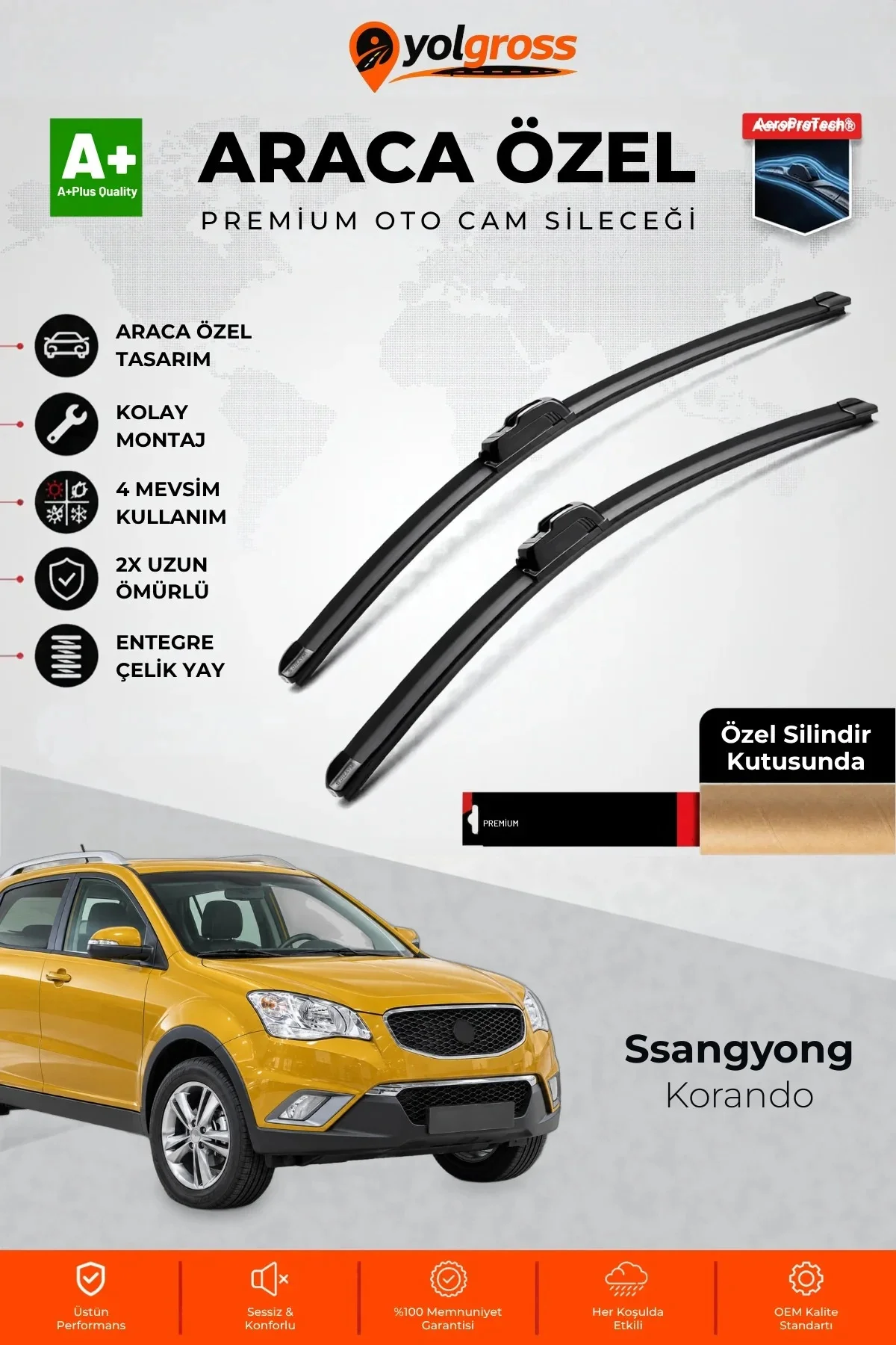 Ssangyong Korando Ön Cam Silecek Seti 2010-2019 Premium Araca Özel 60-40 Cm A+ Kalite Ssangyong Korando Ön Cam Silecek Seti 2010-2019 Premium Araca Özel 60-40 Cm A+ Kalite