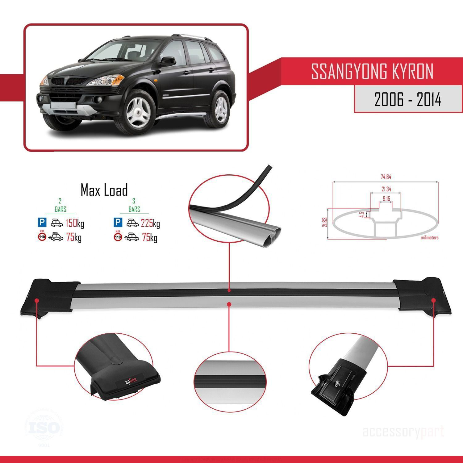 Ssangyong Kyron 2006-2014 Arası ile uyumlu FLY Model Ara Atkı Tav