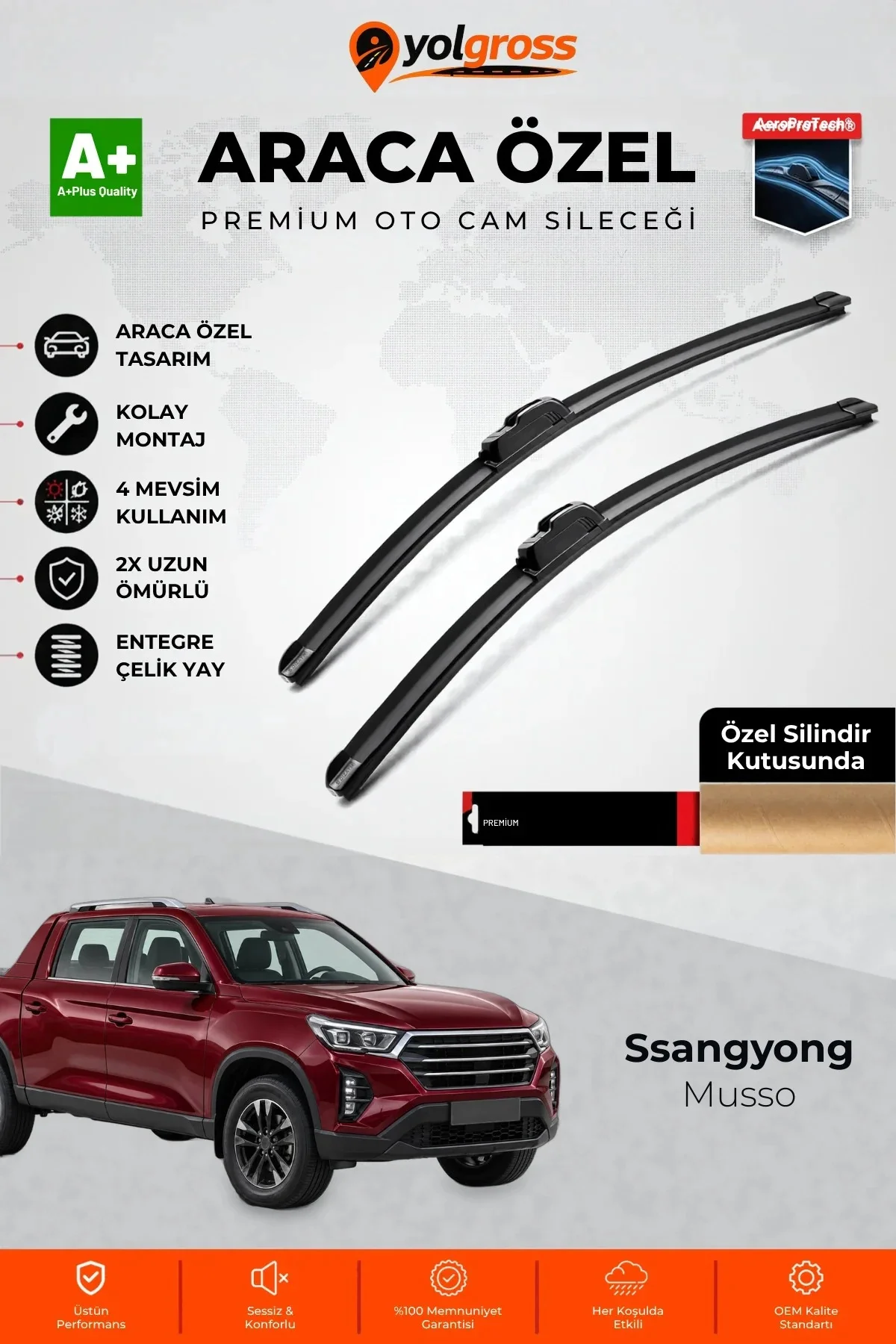 Ssangyong Musso Ön Cam Silecek Seti 2019 Üzeri Premium Araca Özel 65-50 Cm A+ Kalite