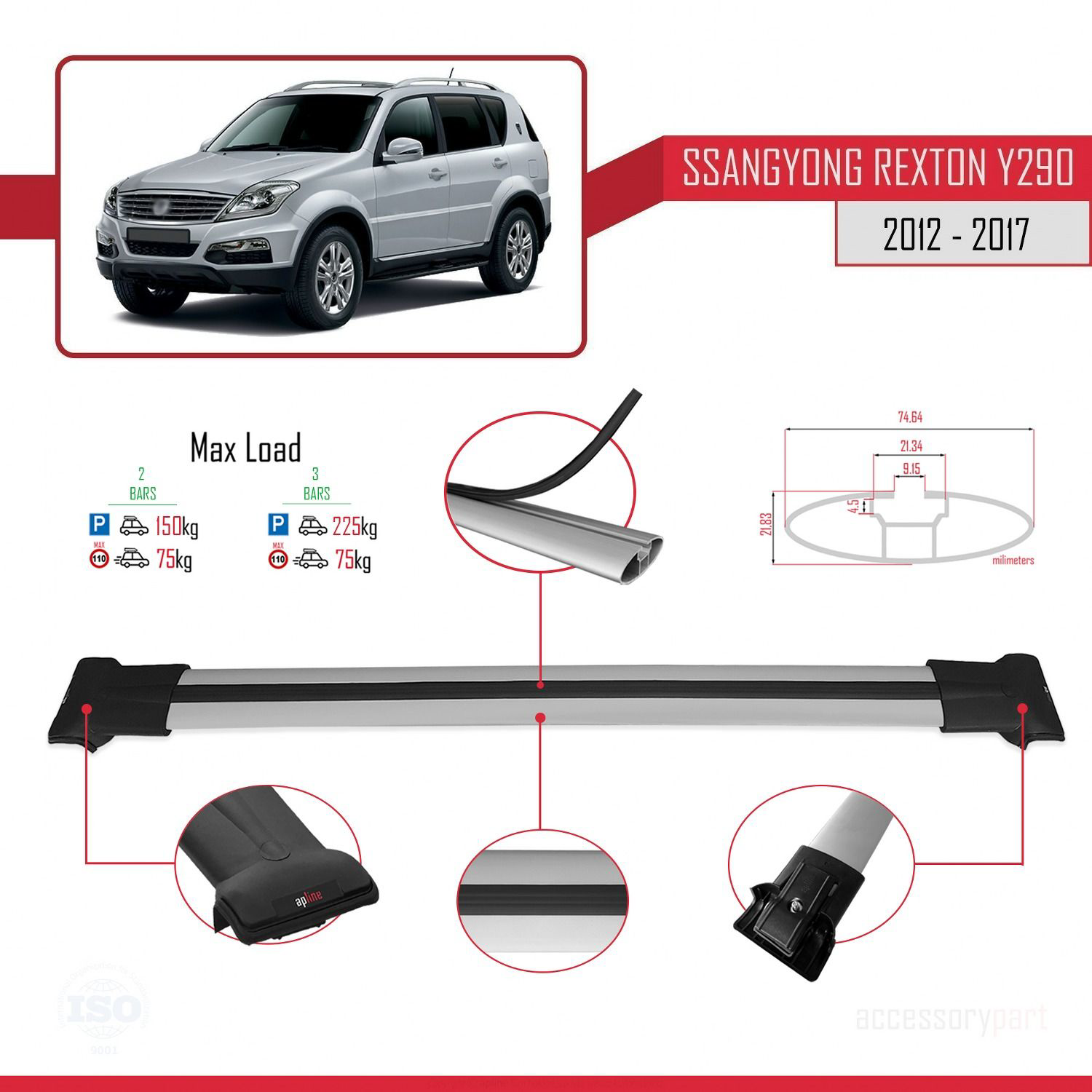 Ssangyong Rexton (Y290) 2012-2017 Arası ile uyumlu FLY Model Ara 