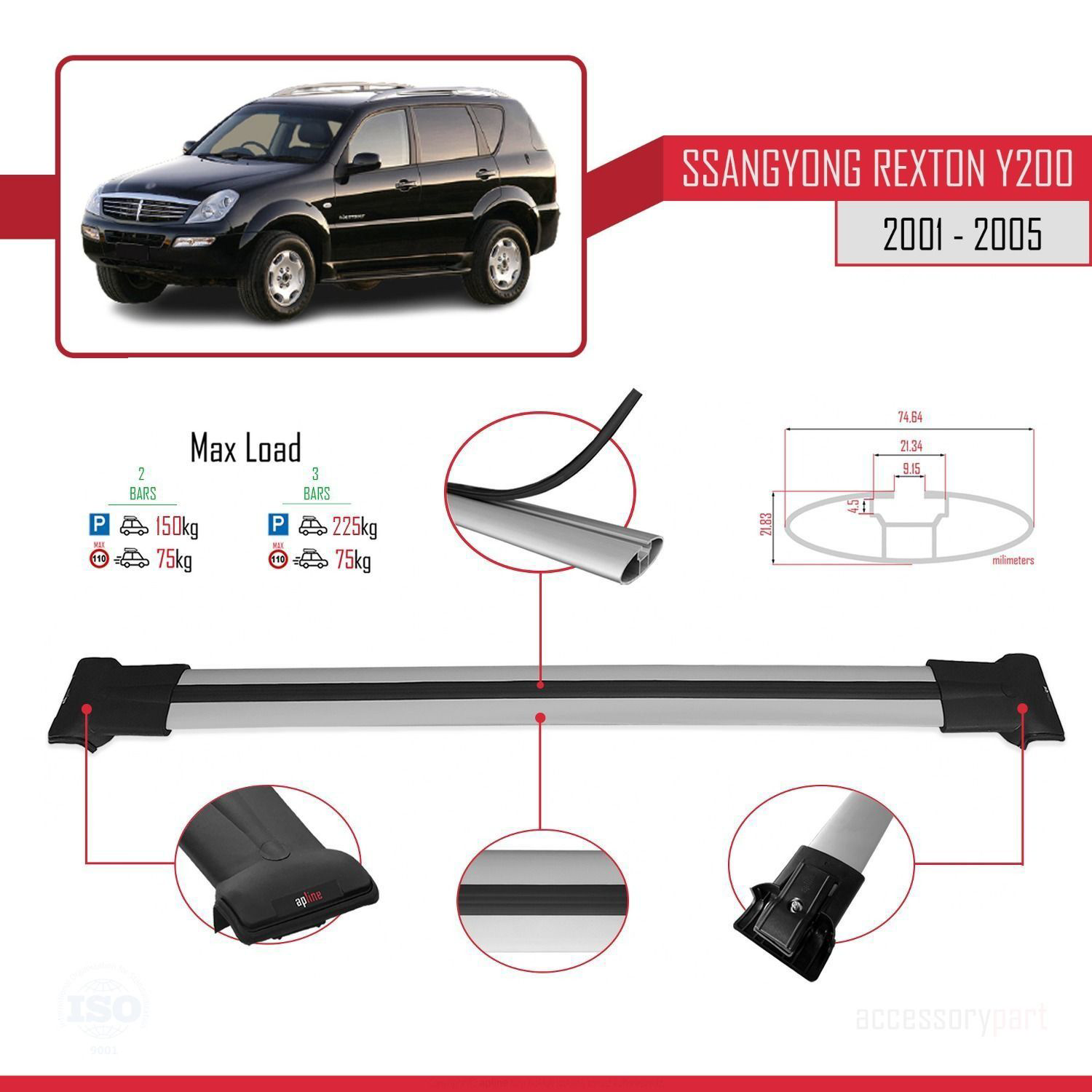 Ssangyong Rexton Y200 2001-2005 Arası ile uyumlu FLY Model Ara At