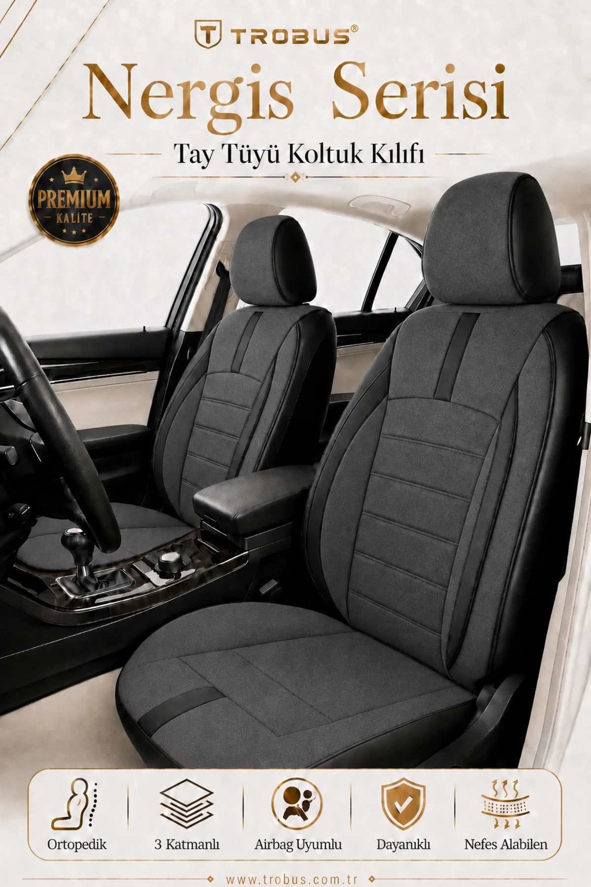 SsangYong Rexton 2006-2017 Uyumlu Nergis Serisi Tay Tüyü Oto Koltuk Kılıfı Füme Siyah SsangYong Rexton 2006-2017 Uyumlu Nergis Serisi Tay Tüyü Oto Koltuk Kılıfı Füme Siyah