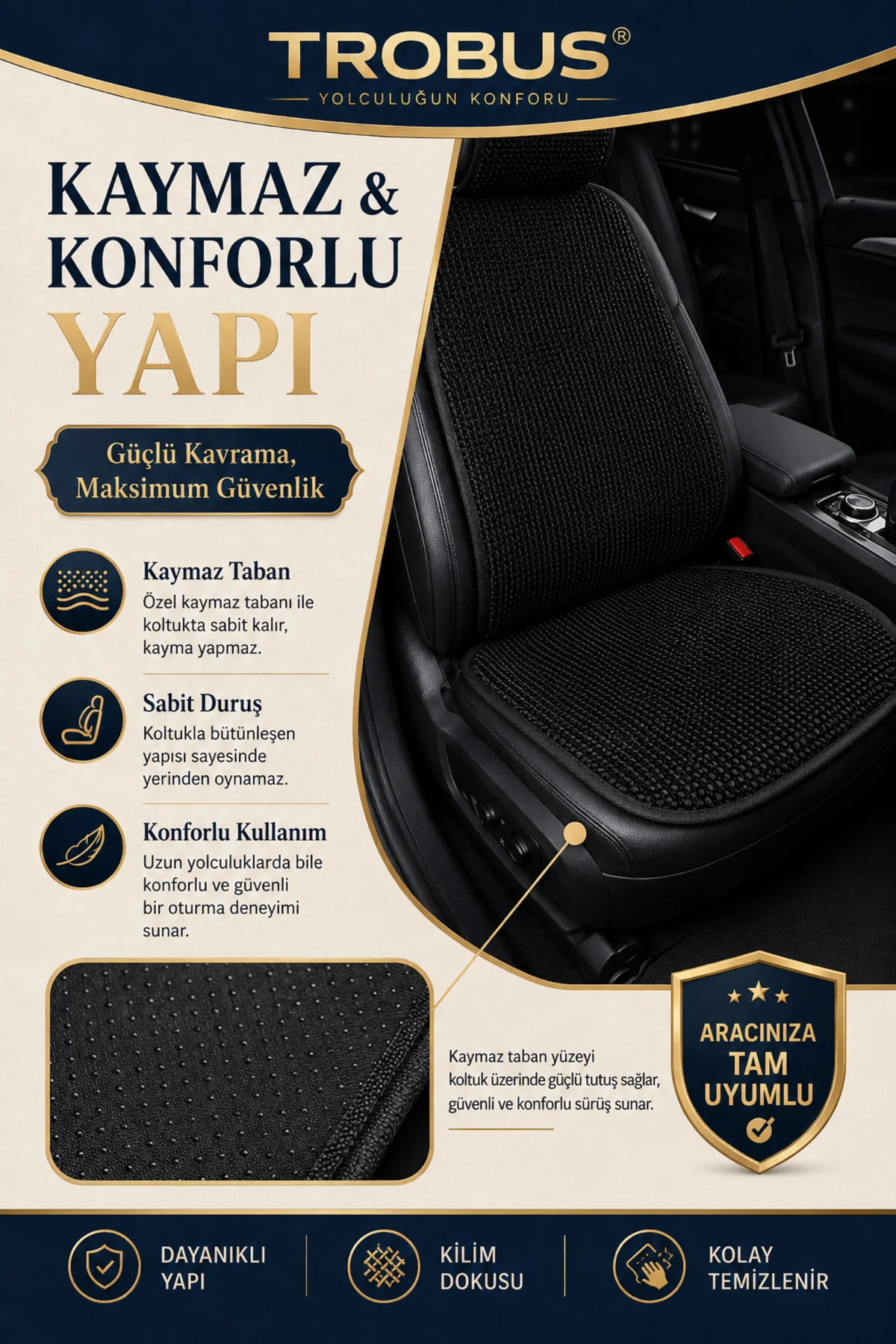 SsangYong Rexton 2006-2017 Uyumlu Örme 3 Parça Oto Koltuk Minderi Terletmez Kaymaz Taban Siyah Fiyatı, Yorumları ve Özellikleri