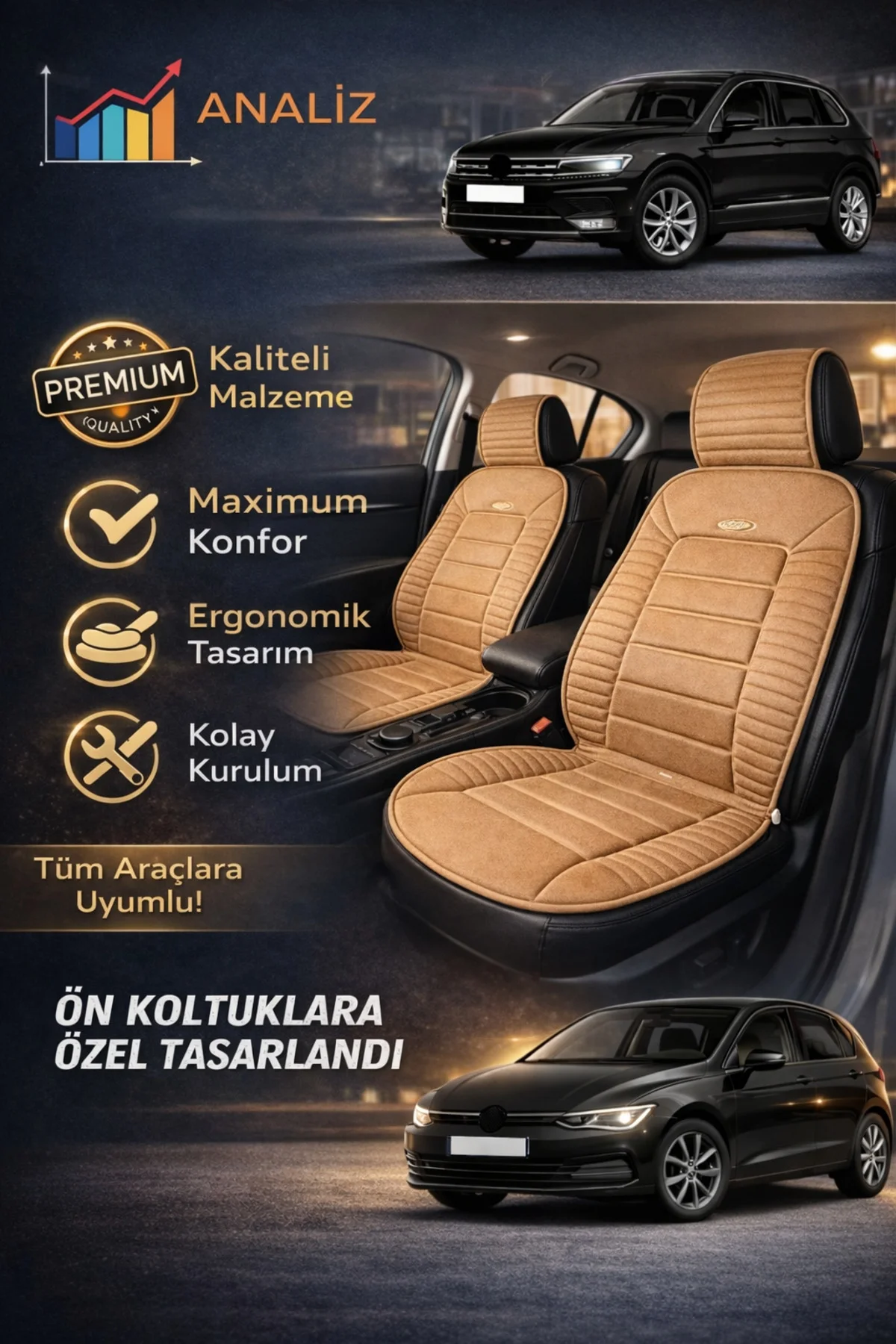 SsangYong Rexton 2006-2017 Uyumlu Vento 2 Parça Ön Oto Koltuk Minderi Terletmez Kaymaz Taban Taba Fiyatı, Yorumları ve Özellikleri