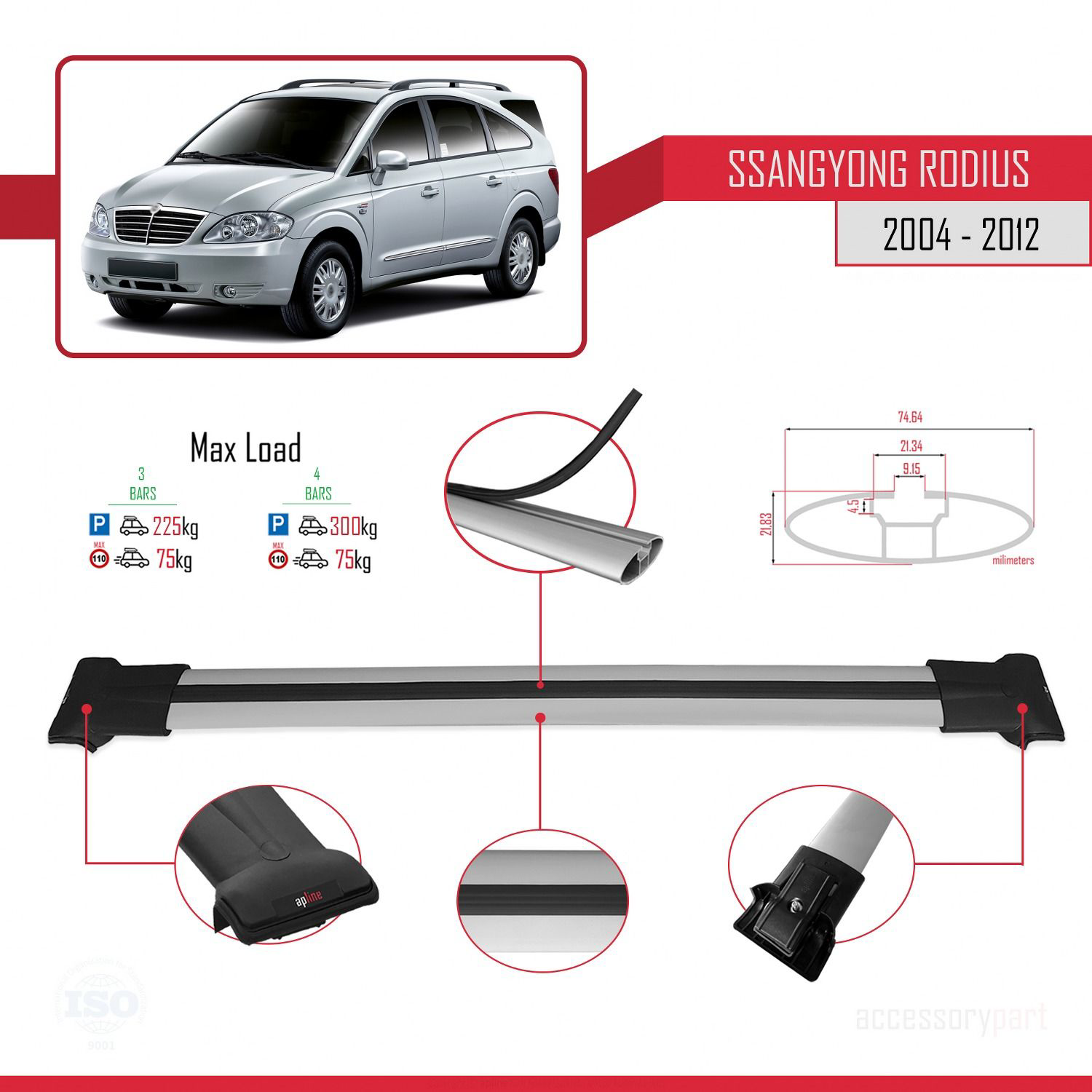 Ssangyong Rodius 2004-2012 Arası ile Uyumlu FLY Model Ara Atkı Ta