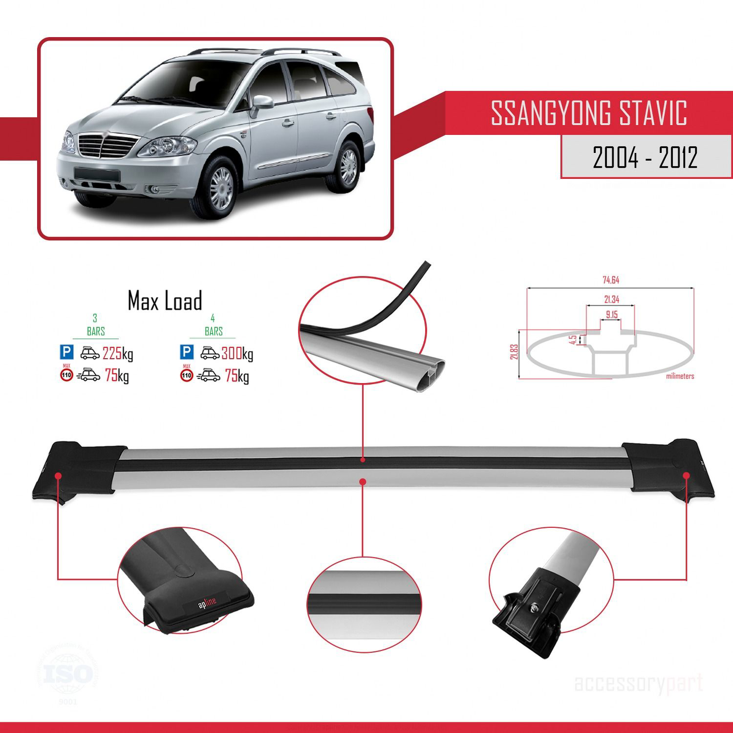Ssangyong Stavic 2004-2012 Arası ile uyumlu FLY Model Ara Atkı Ta