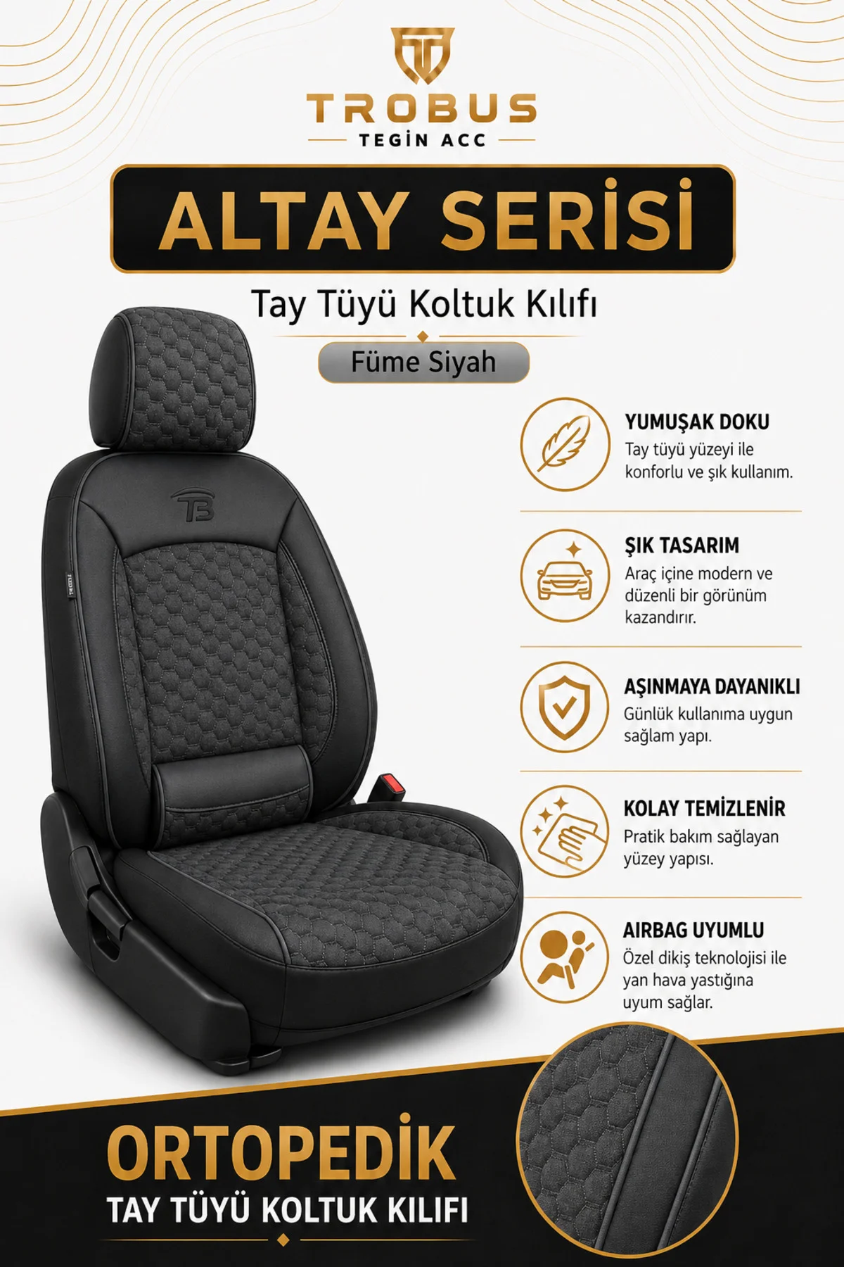 Ssangyong Vivuli 2019 ve Sonrası Uyumlu Altay Bel Destekli Tay Tüyü Füme Koltuk Kılıfı Fiyatı, Yorumları ve Özellikleri