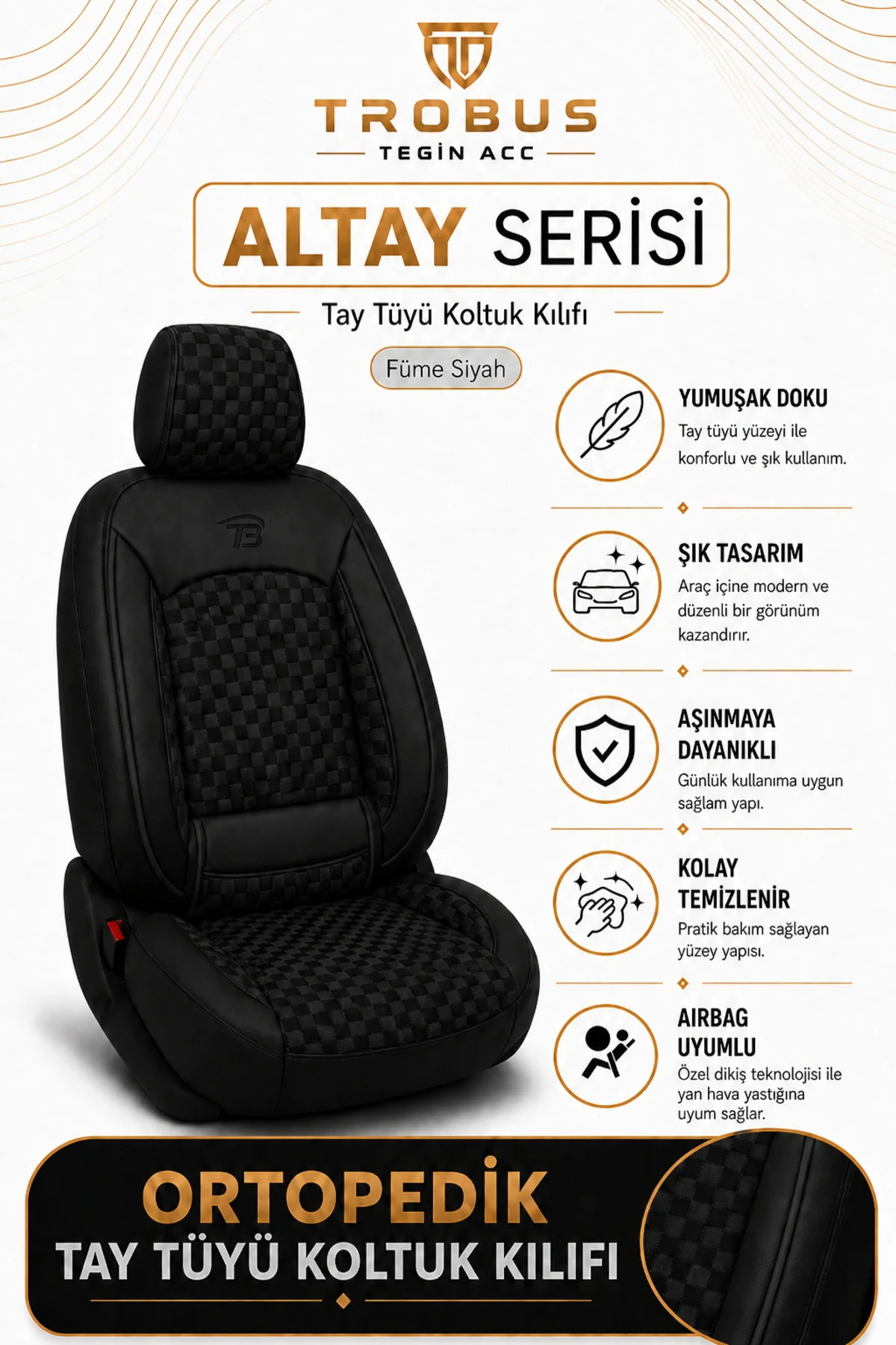 Ssangyong Vivuli 2019 ve Sonrası Uyumlu Altay Bel Destekli Tay Tüyü Siyah Koltuk Kılıfı Fiyatı, Yorumları ve Özellikleri