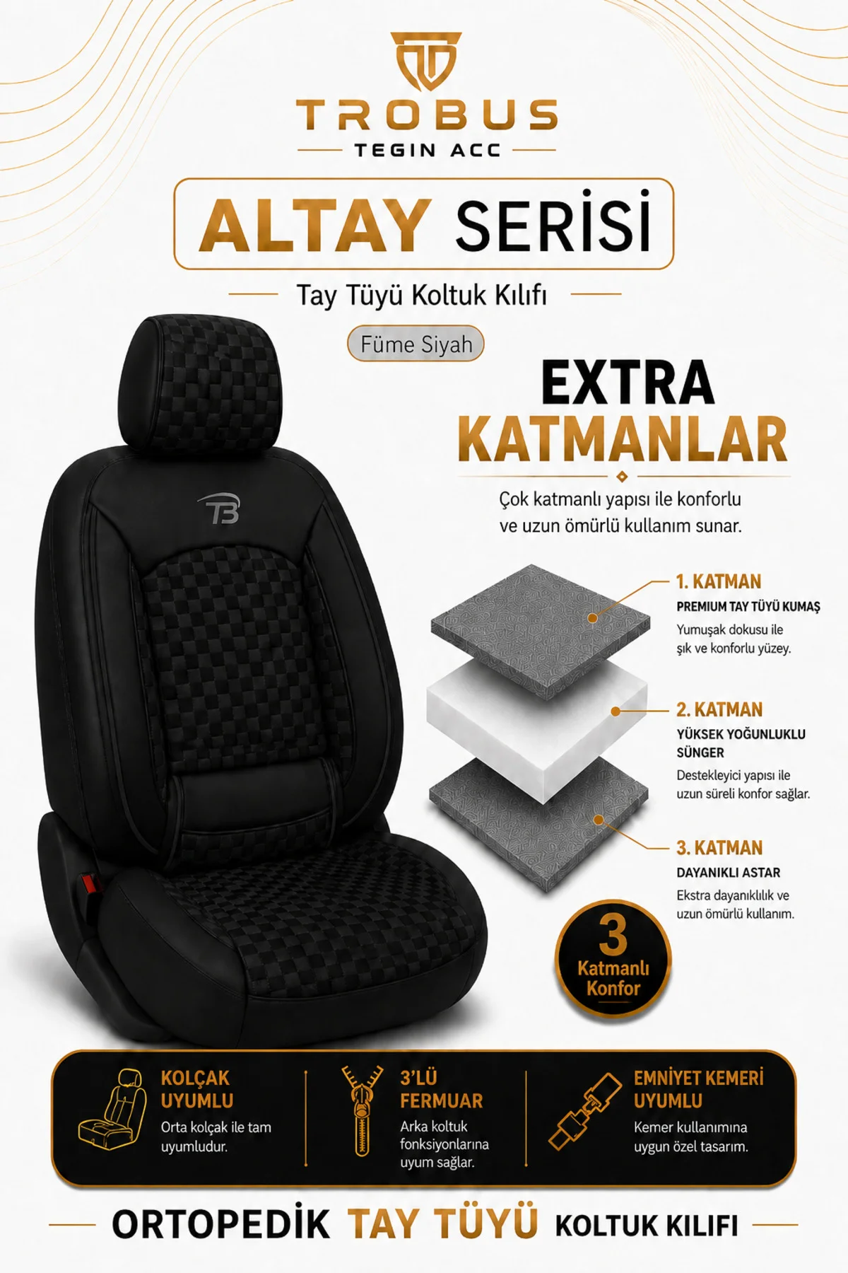 Ssangyong Vivuli 2019 ve Sonrası Uyumlu Altay Bel Destekli Tay Tüyü Siyah Koltuk Kılıfı Fiyatı, Yorumları ve Özellikleri
