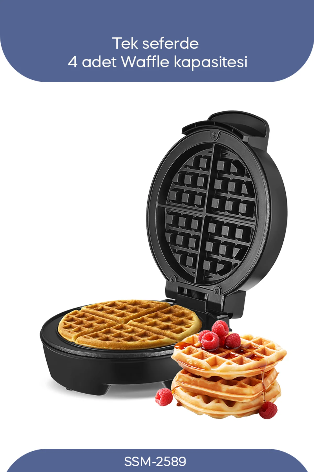 Ssm-2589 Belçika Waffle Makinesi, Yapışmaz Kaplama 1000 Watt - Görsel 5