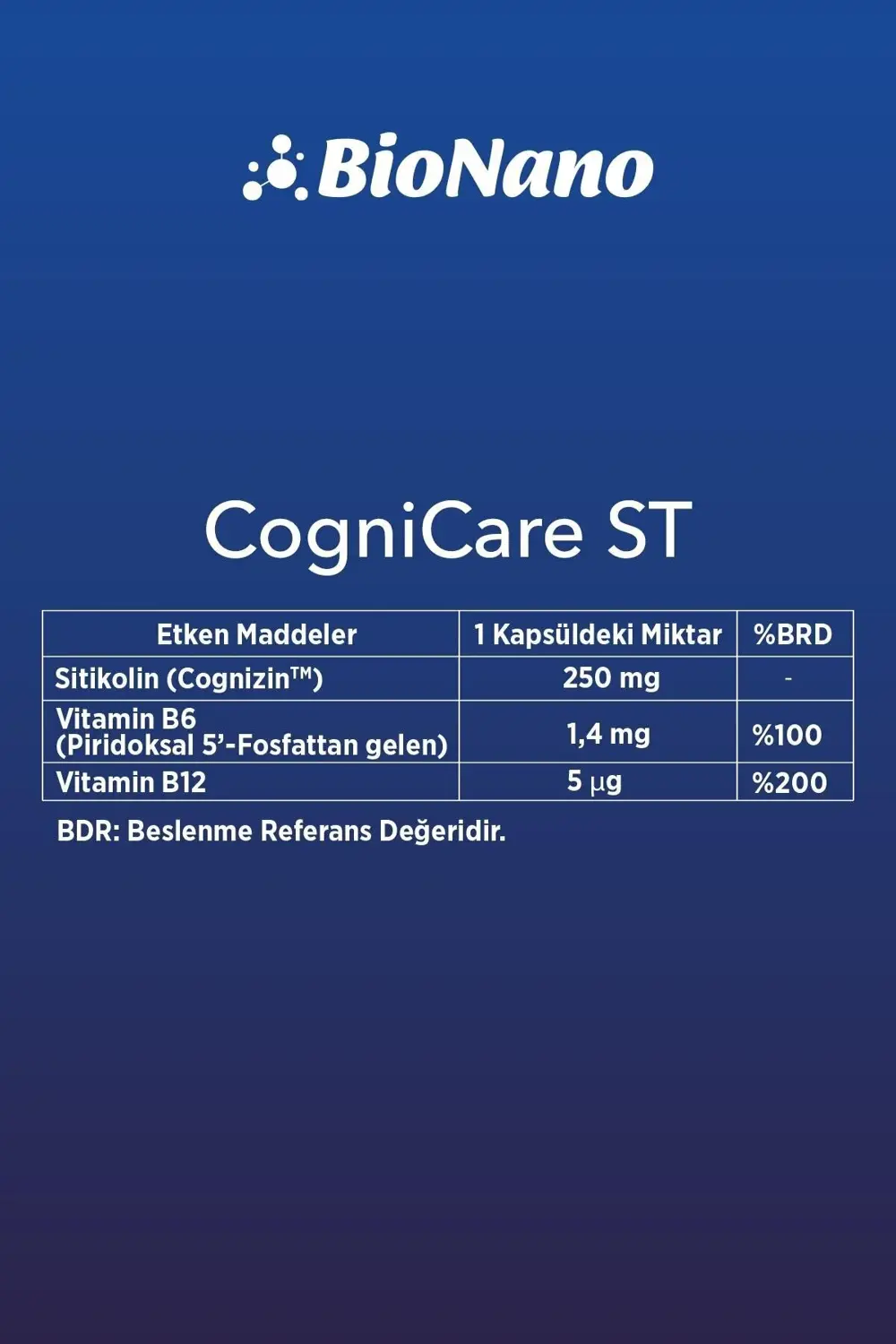 St - 250 Mg Cognizin Sitikolin - B6 - B12 - Takviye Edici Gıda