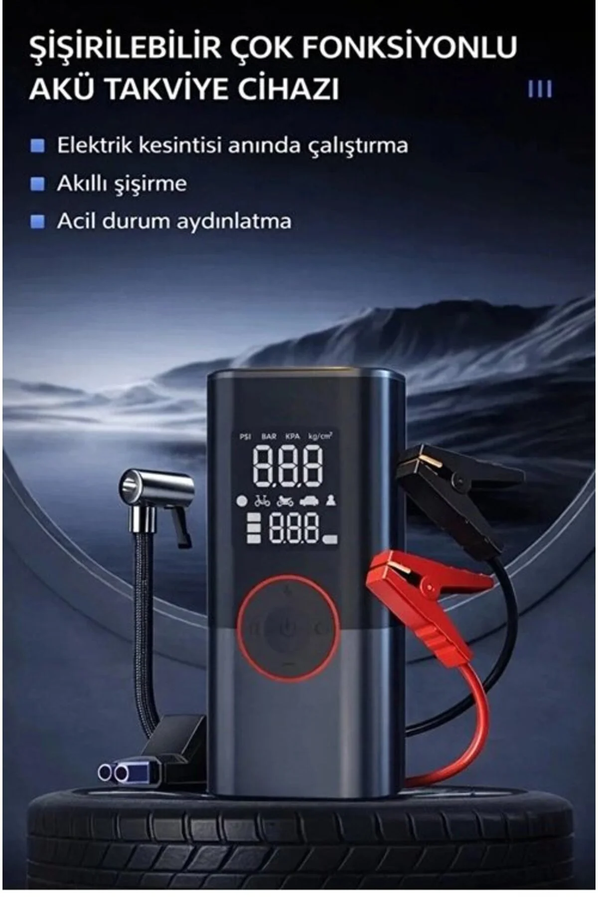 St-9650 Şarjlı 10.000 Mah Taşınabilir Araç Ha Kompresörü Akü Takv