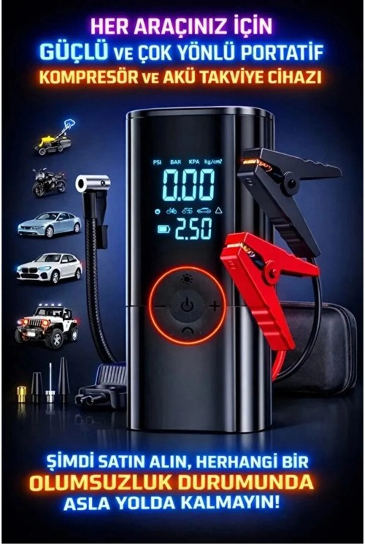 St-9650 Şarjlı 10.000 Mah Taşınabilir Araç Ha Kompresörü Akü Takv