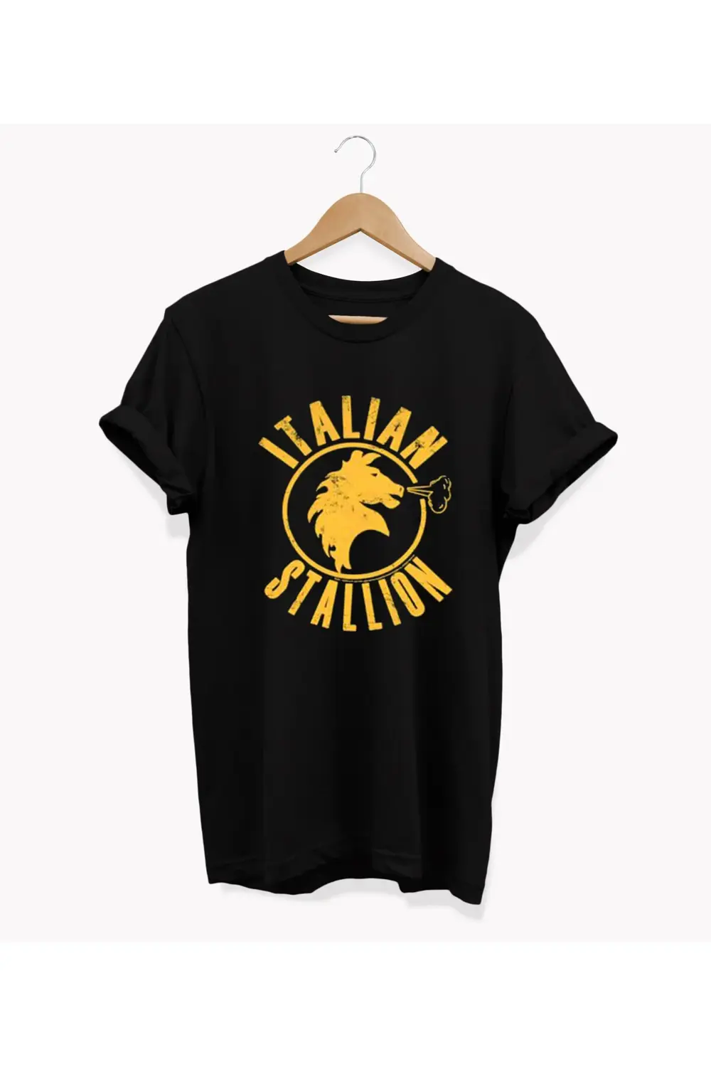 , Stallion Baskılı, %100 Pamuk, Bisiklet Yaka, Oversize T-shirt,