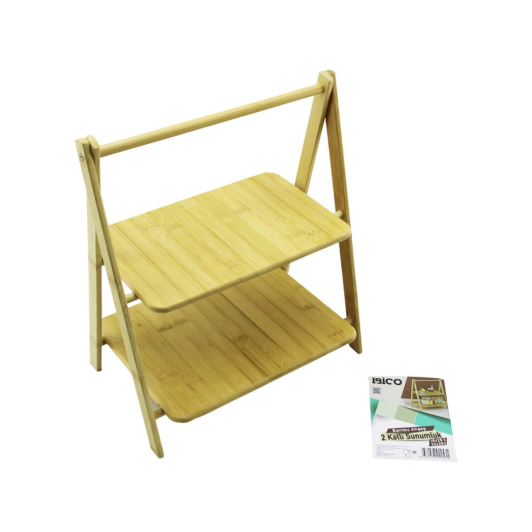 STAND - AYAKLI  2 KATLI AHŞAP - BAMBU SERVİS SUNUM TAHTASI 18X28C