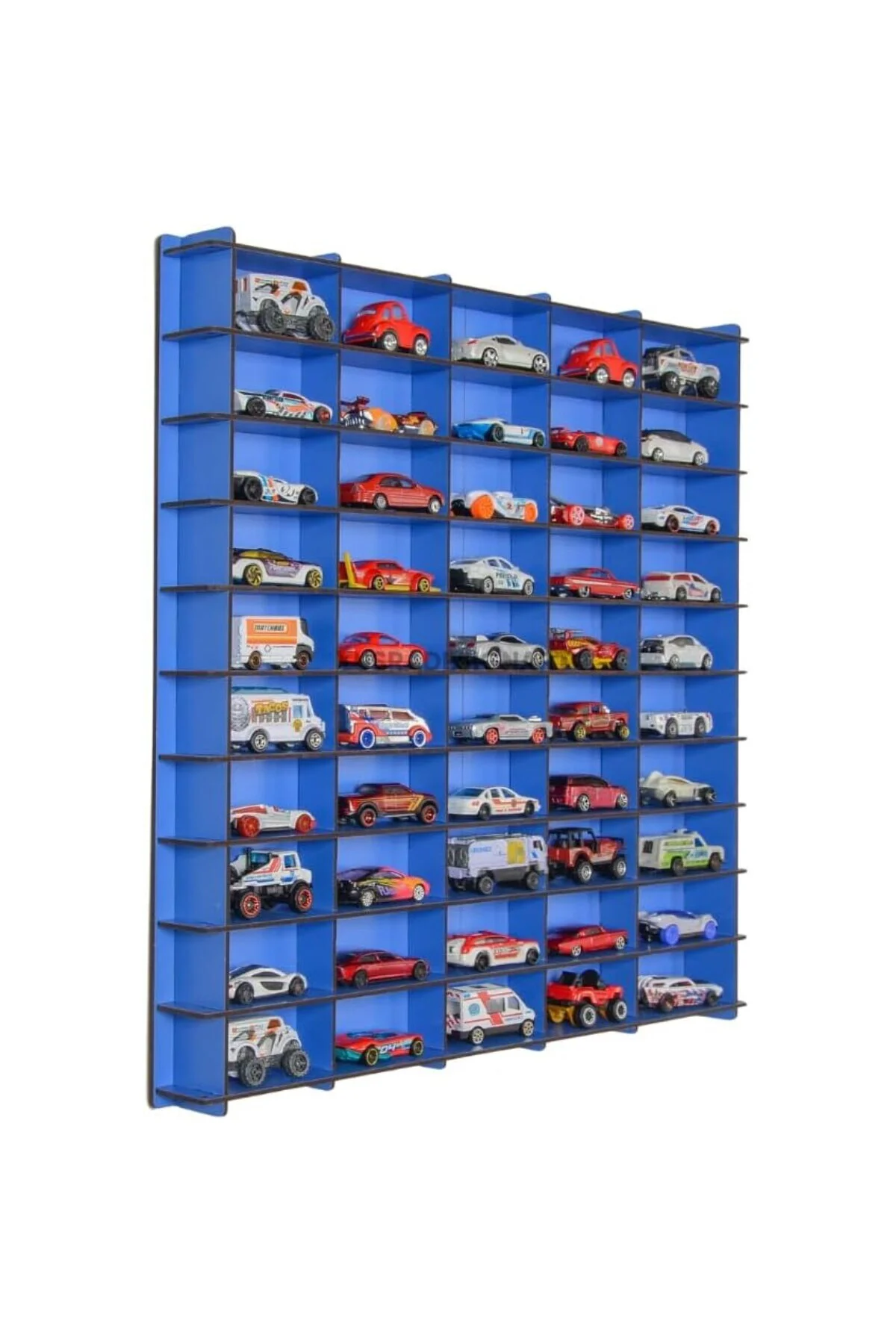 Standard 50 Araç Oyuncak Araba Rafı, 1:64 Ölçek Uyumlu Metal Oyuncak Araç Garaj Duvar Vitrini-