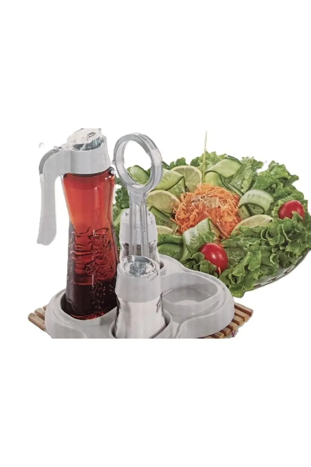 Standlı Cam Yağlık,sirkelik,baharatlık Set-5 Parça & Beyaz