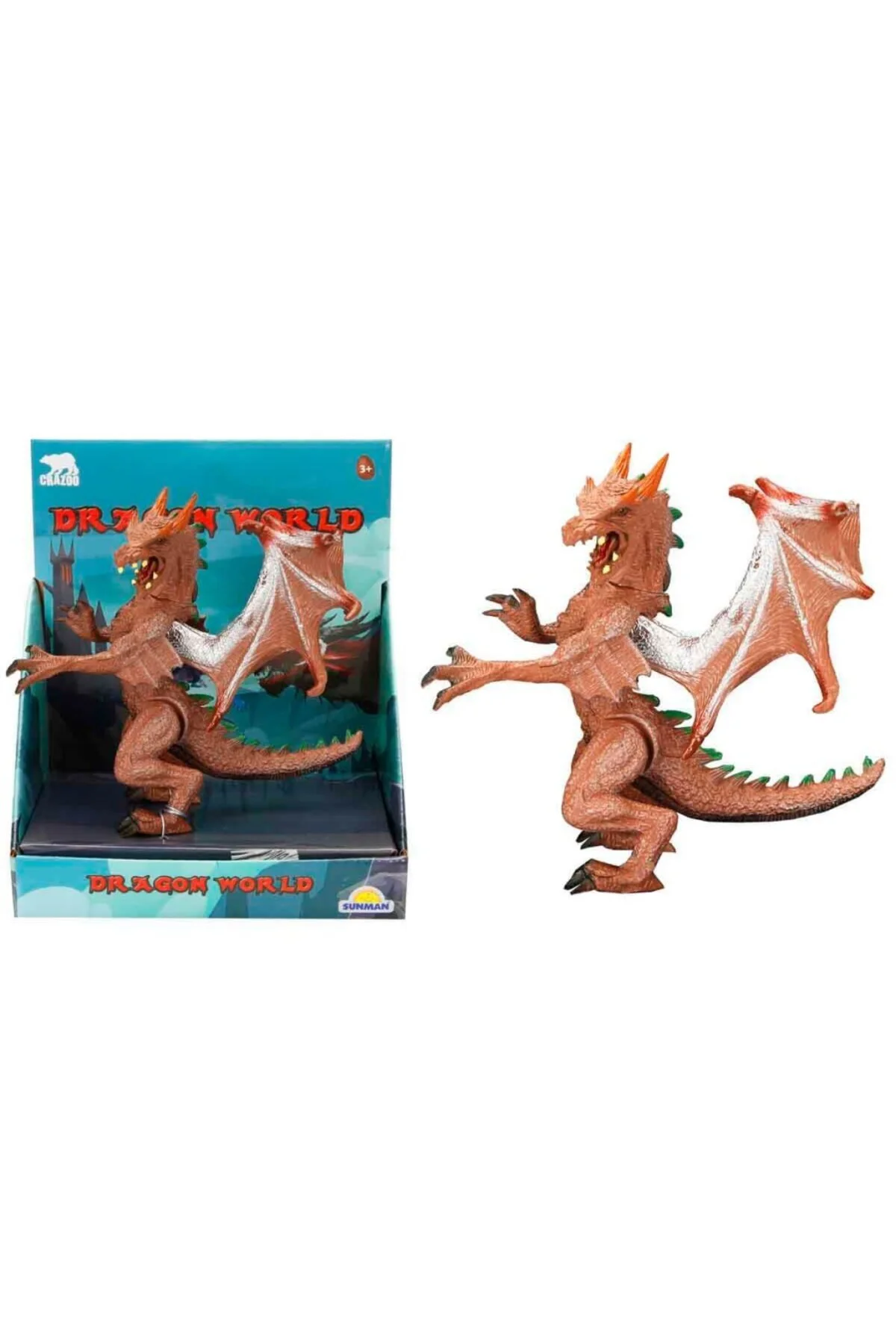 Standlı Ejderha Figürü 13 cm - Kahverengi (Lisinya)