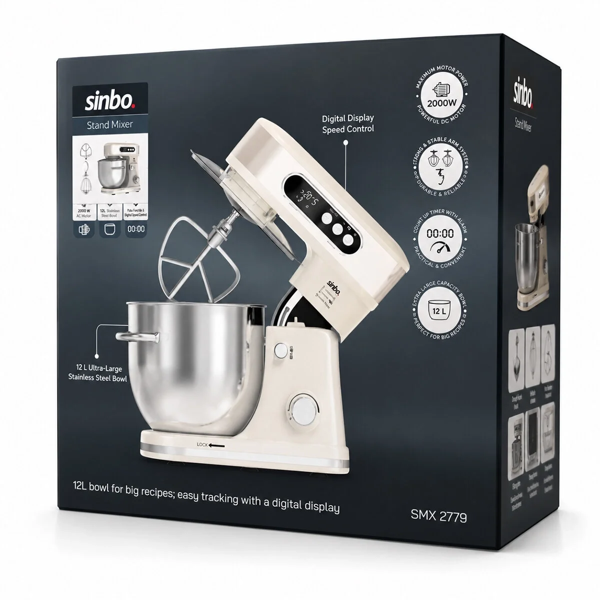 Standlı Mikser - Blender Seti Hamur Yoğurucu - Çırpıcı - Karıştırıcı 8kadem. Hız Ayar 12lt Hazne 2000w Smx-2779 Bx40 Fiyatı, Yorumları ve Özellikleri