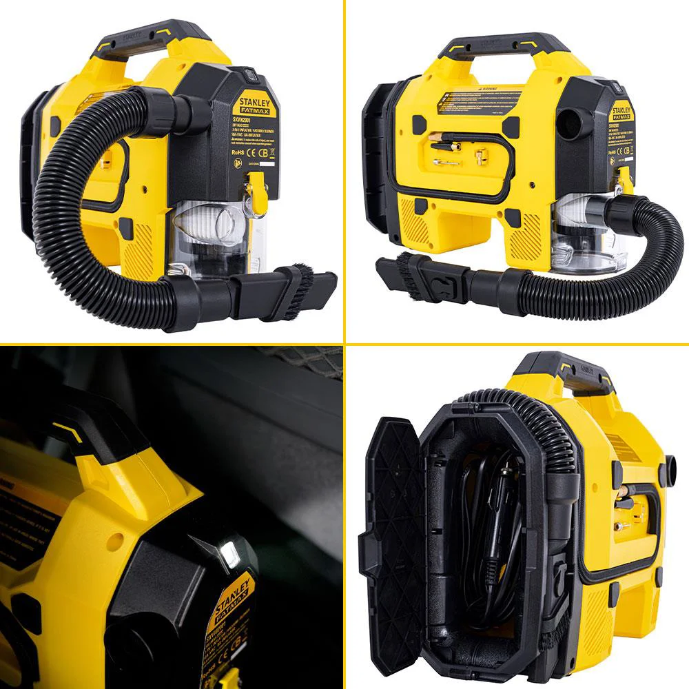 STANLEY SXVI02001A 12V/18V 2Ah Li-ion Şarjlı 160 PSI Dijital Göstergeli Lastik&Yatak Şişirme Pompası+Araç Süpürgesi STANLEY SXVI02001A 12V/18V 2Ah Li-ion Şarjlı 160 PSI Dijital Göstergeli Lastik&Yatak Şişirme Pompası+Araç Süpürgesi