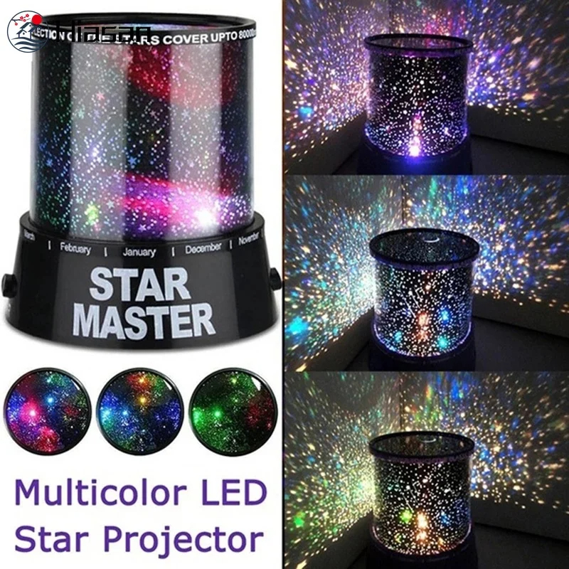 Star Master Pilli Projeksiyonlu Led Yıldızlı Renkli Gece Lambası Bebek Odası Lamba Uzay