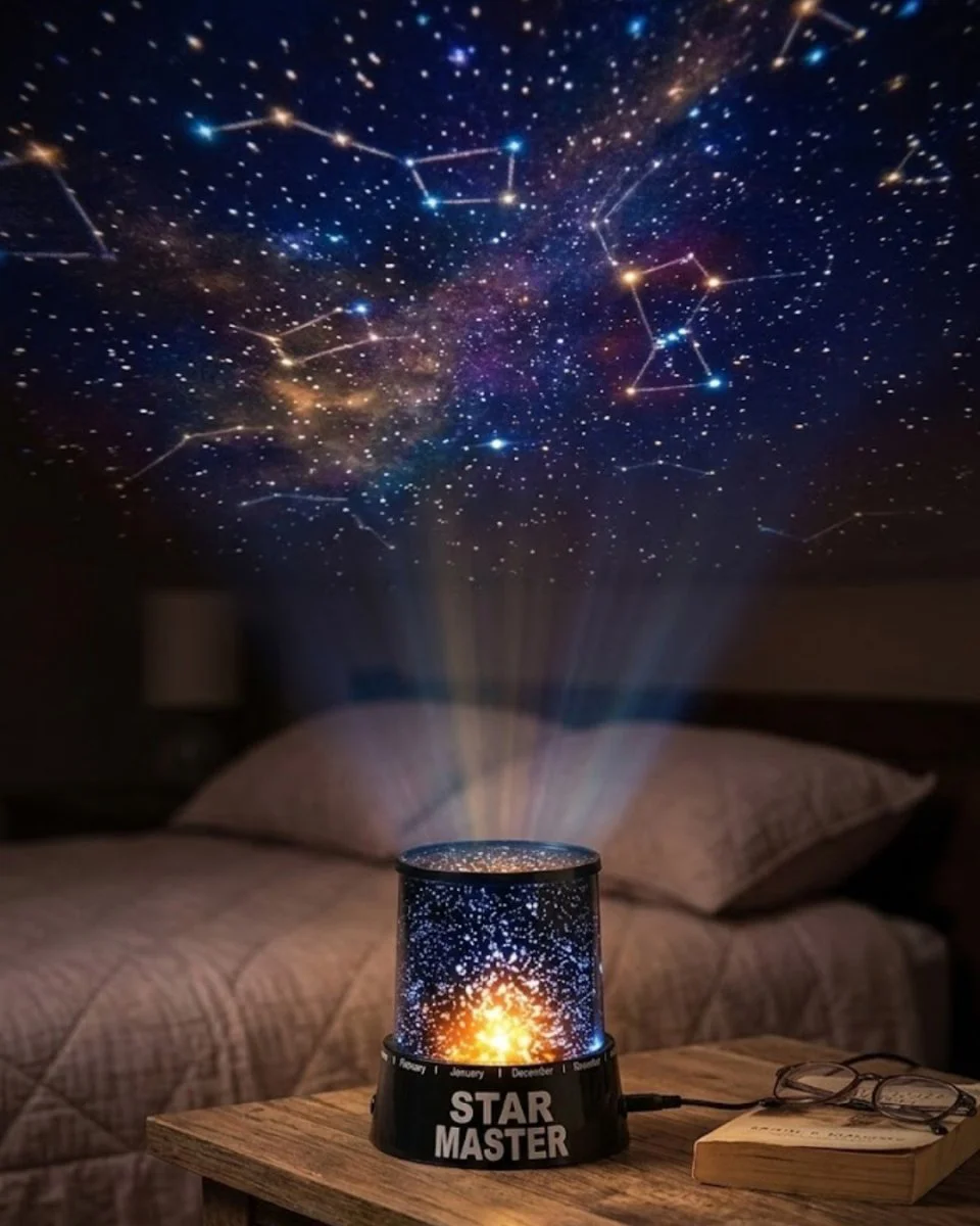 Star Projektör Gece Lambası - Tavana Yıldız Yansıtan LED Işık ve Atmosfer