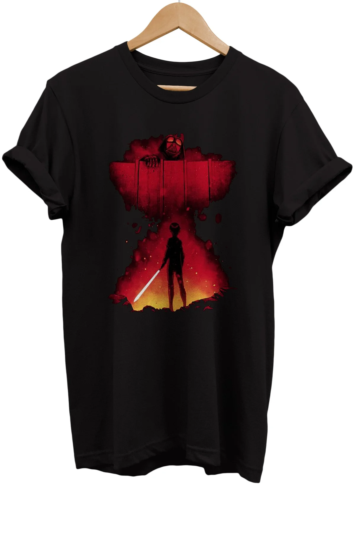 Star Wars Attack On Titan Baskılı %100 Pamuk Oversize T-shirt