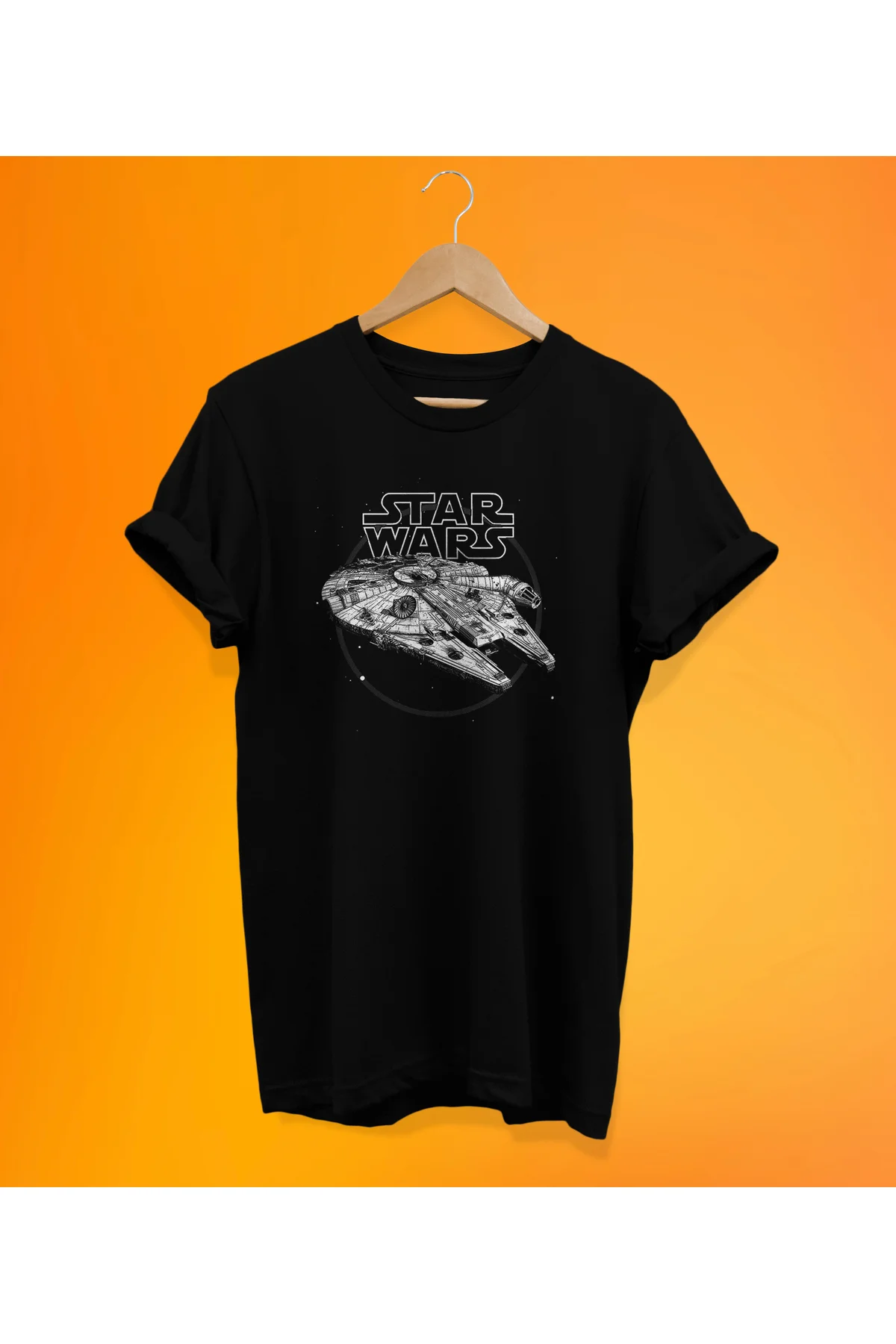 Star Wars Baskılı Siyah, %100 Pamuk, Oversize, Büyük Beden T-Shir
