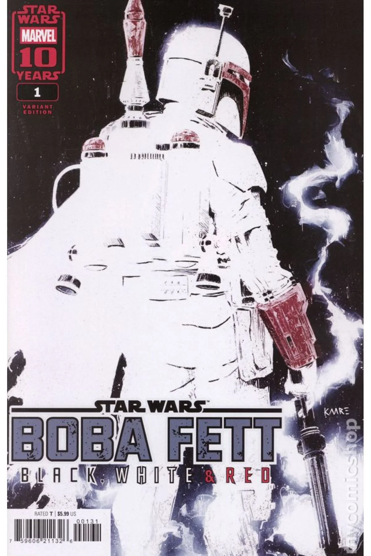 Star Wars Boba Fett Black White and Red #1C (ingilizce)