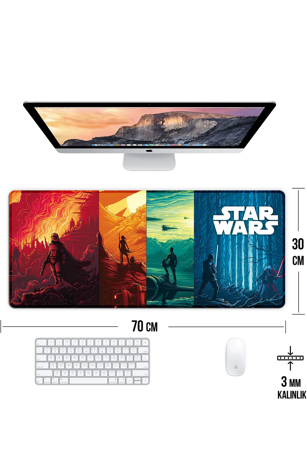 Star Wars Oyun Gaming Klavye Mouse Pad Masa Matı 70x30 cm - Görsel 3