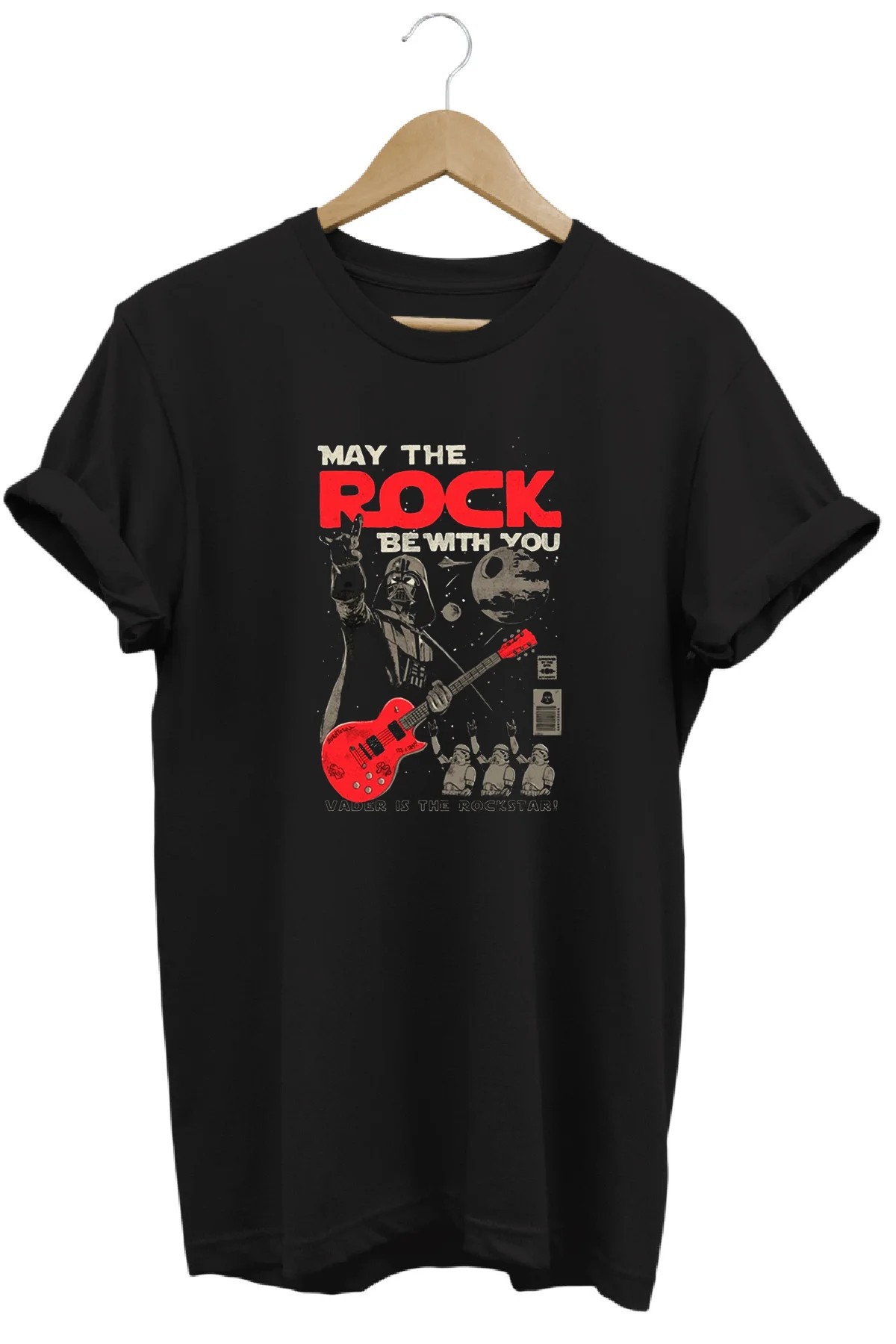 Star Wars Rock Baskılı %100 Pamuk Regular Fit Bisiklet Yaka T-shi