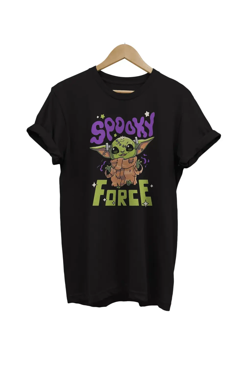 Star Wars Spooky Force Baskılı %100 Pamuk Oversize T-shirt Büyük