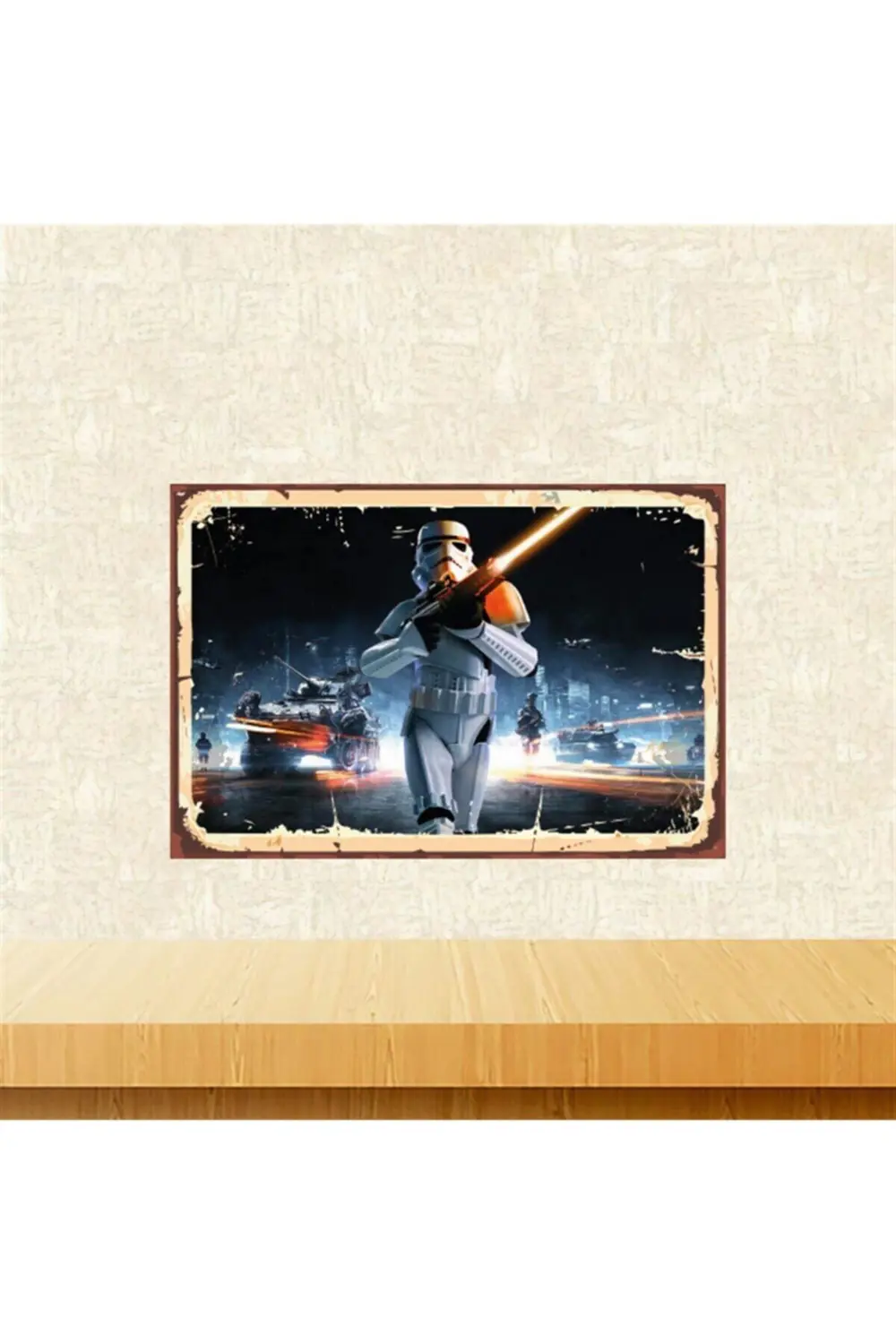 Star Wars Tasarımlı Retro Ahşap Tablo Tkfx5681