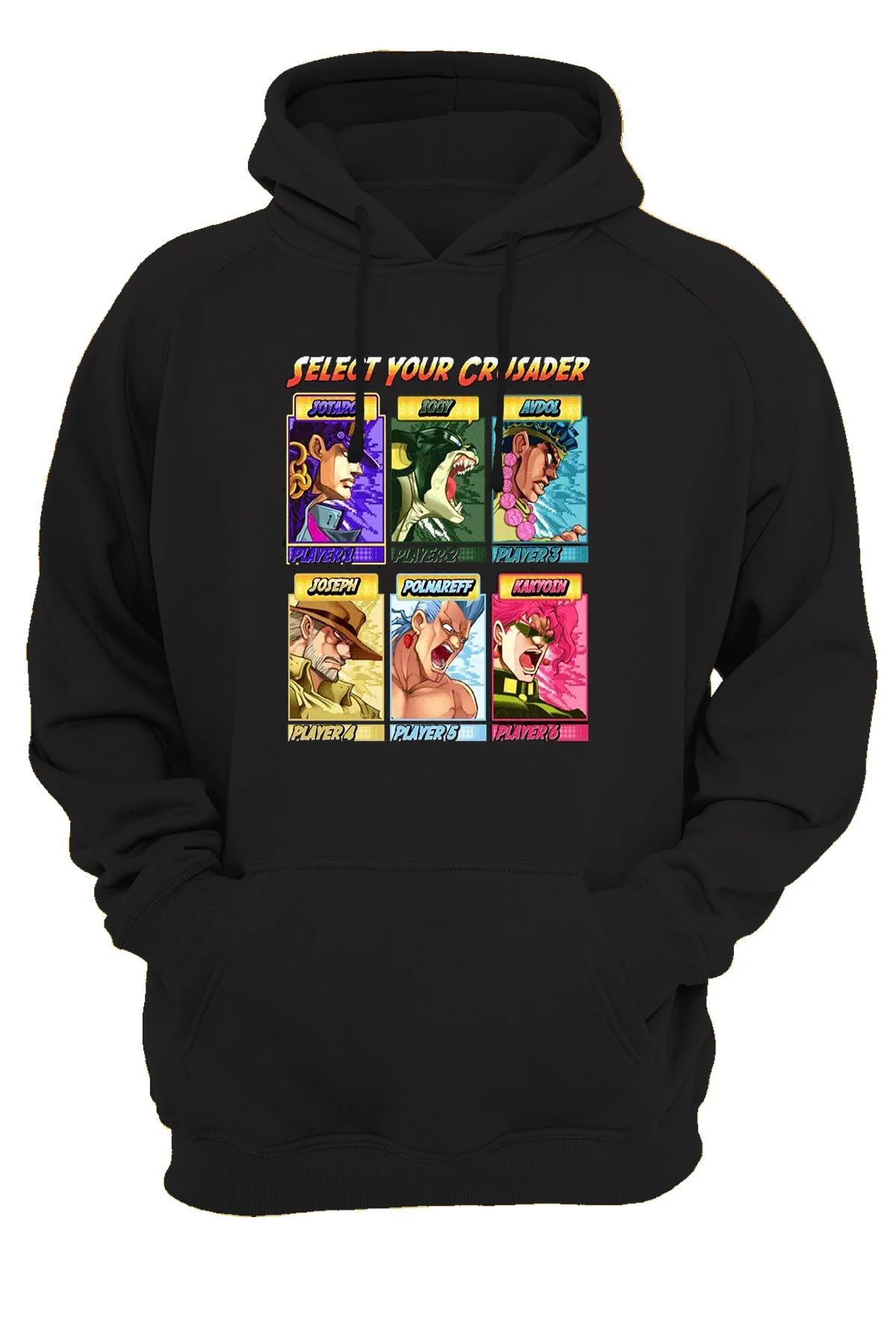 Stardust Crusader Baskılı 3 Ipl. Şardonlu 600 Gr. Içi Polar Siyah Kapüşonlu Sweatshirt