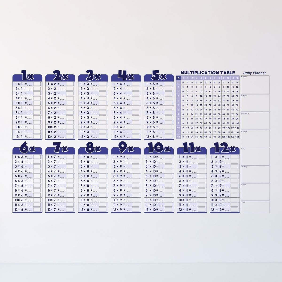 Statik Akıllı Kağıt Ingilizce Çarpım Tablosu 100x56 Cm(1 Adet Sil