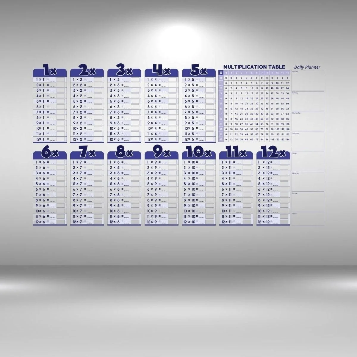 Statik Akıllı Kağıt Ingilizce Çarpım Tablosu 100x56 Cm